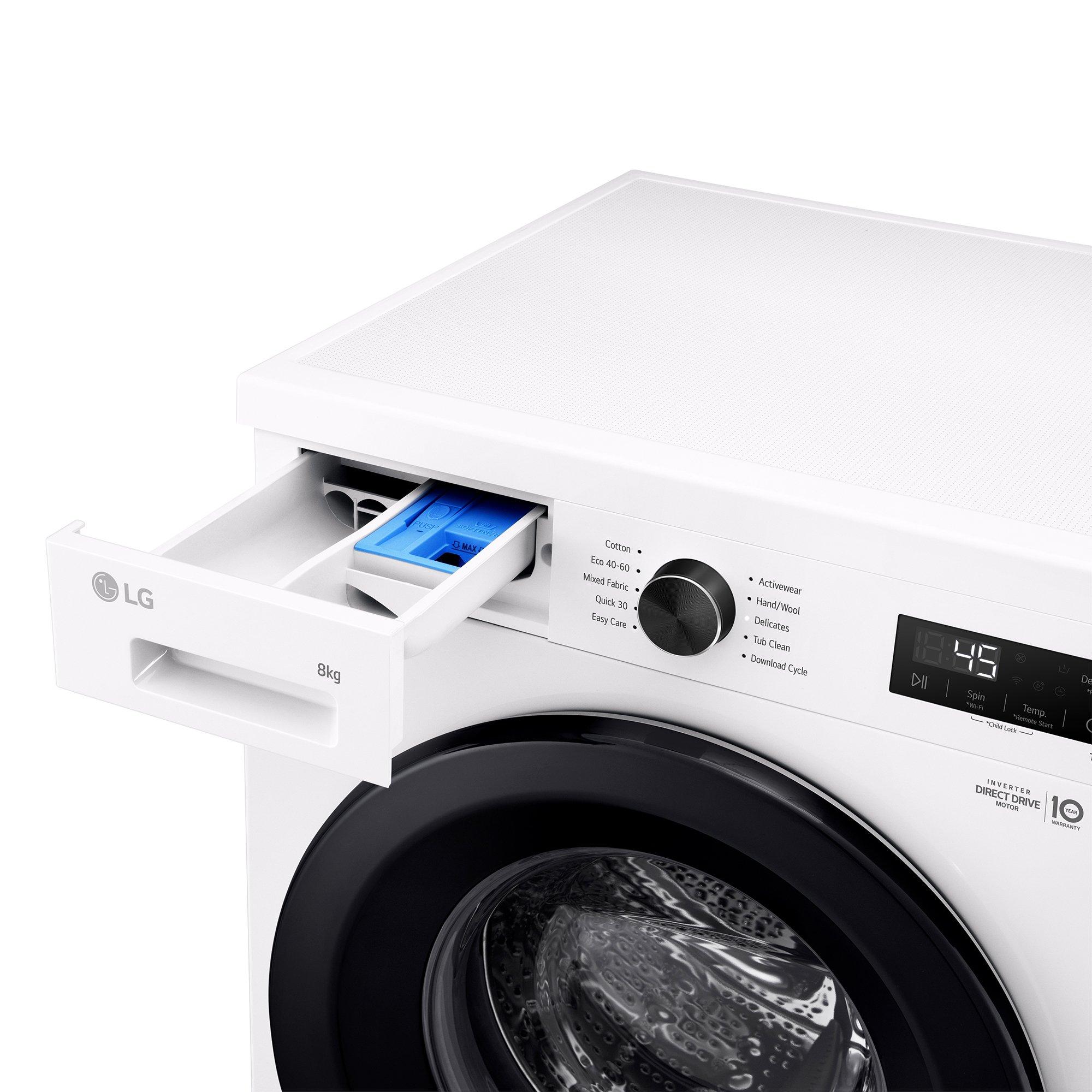 White - LG - X10 Series Direct Drive™ 8kg Washing Machine - 5