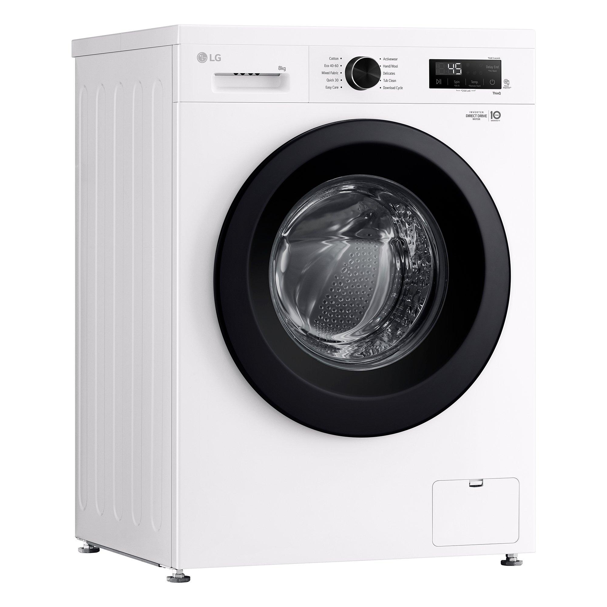 White - LG - X10 Series Direct Drive™ 8kg Washing Machine - 7