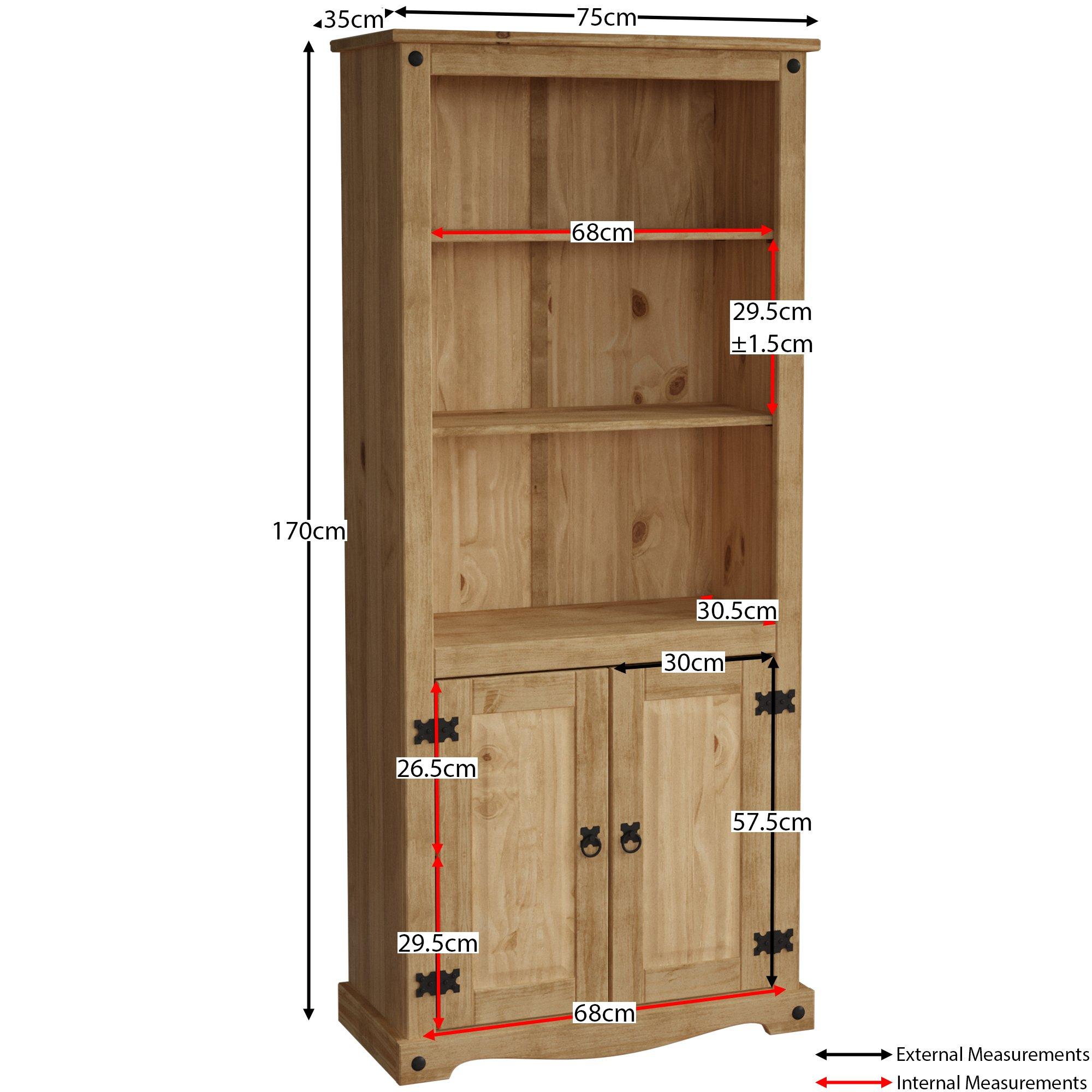 Pine - Lassic - Vida Designs Corona 2 Door Bookcase - 2