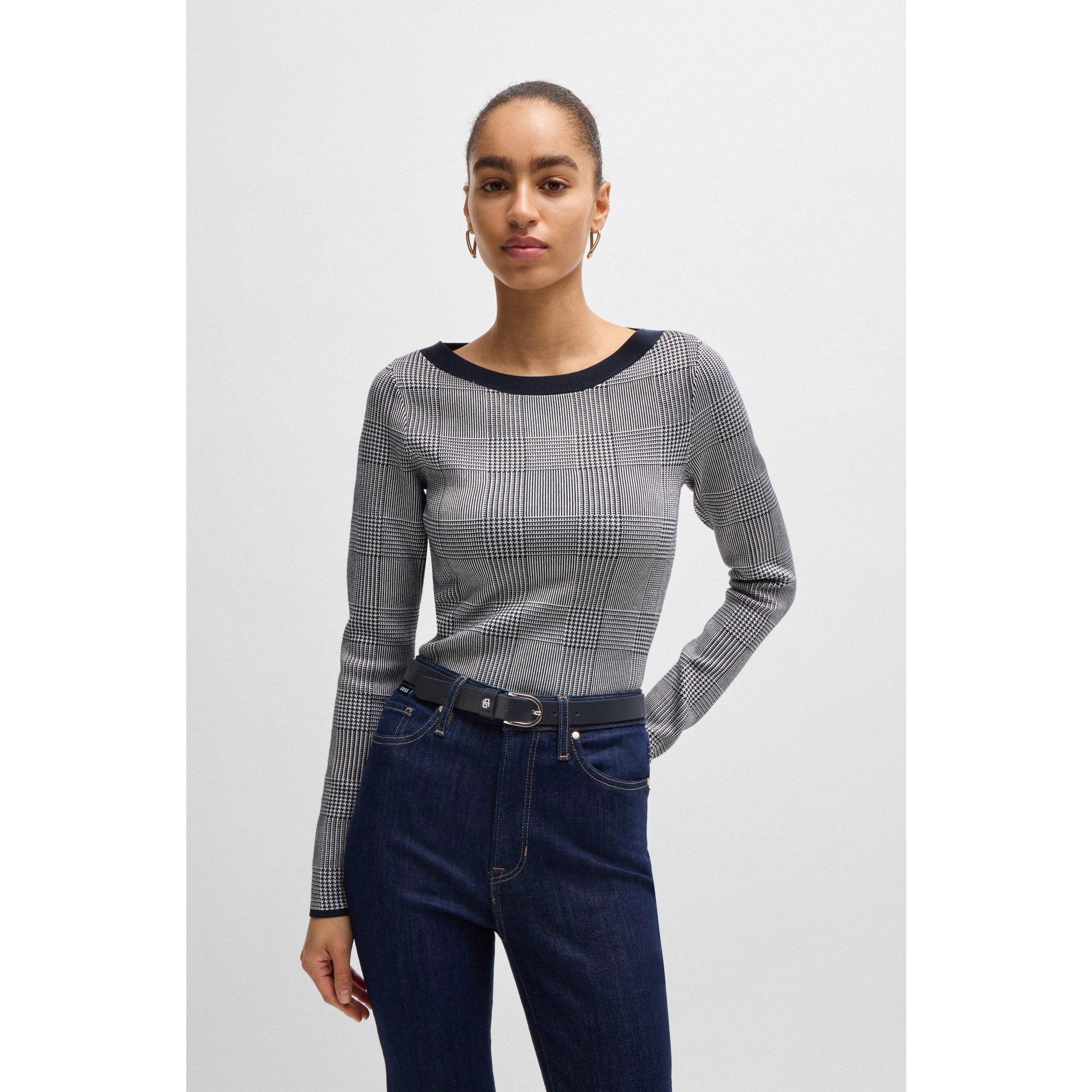 Dark Blue - Boss - Women's Double B Monogram Belt, Polished Finish - 4