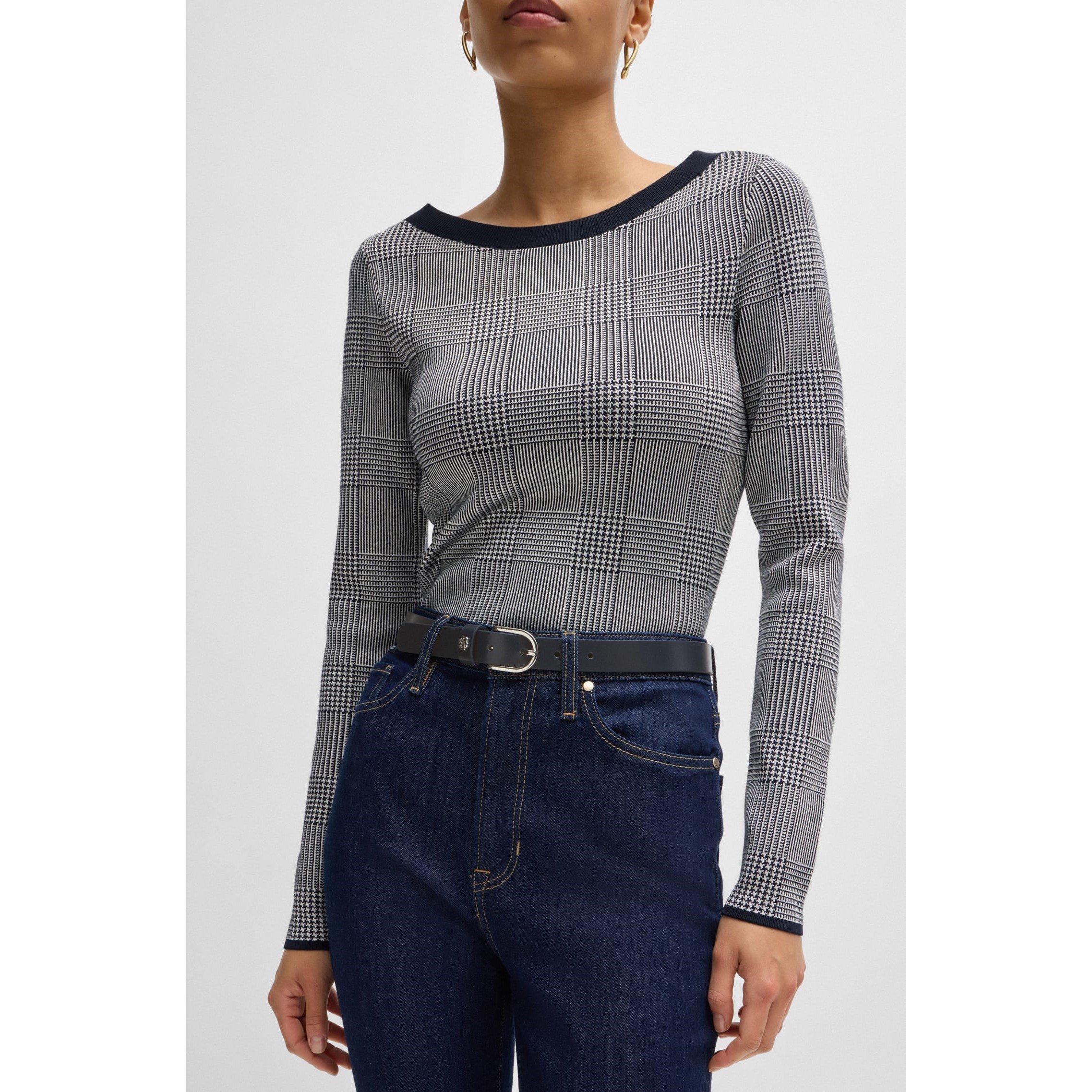 Dark Blue - Boss - Women's Double B Monogram Belt, Polished Finish - 5