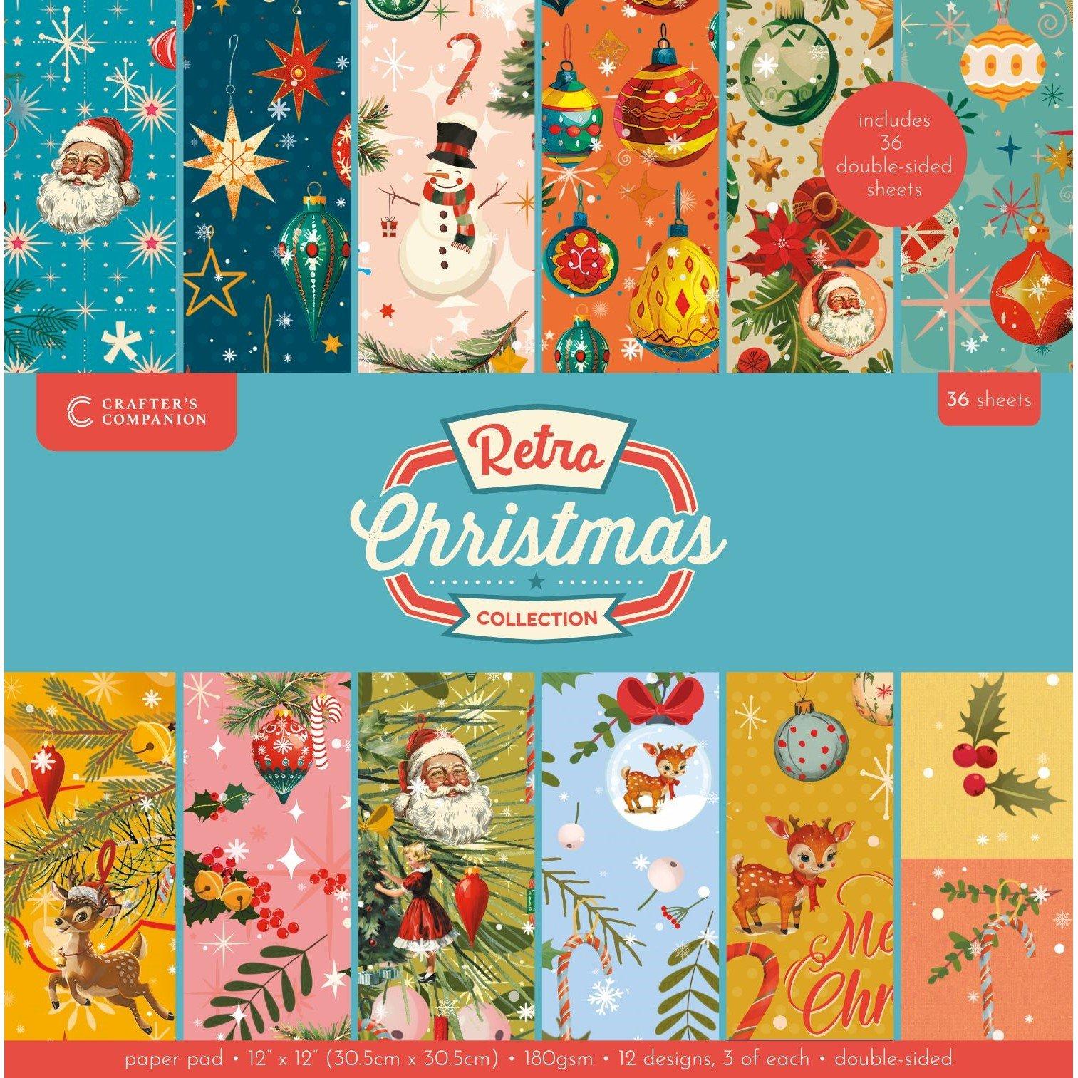 Crafters Companion Retro Christmas Collection 12 x12 Paper Pad