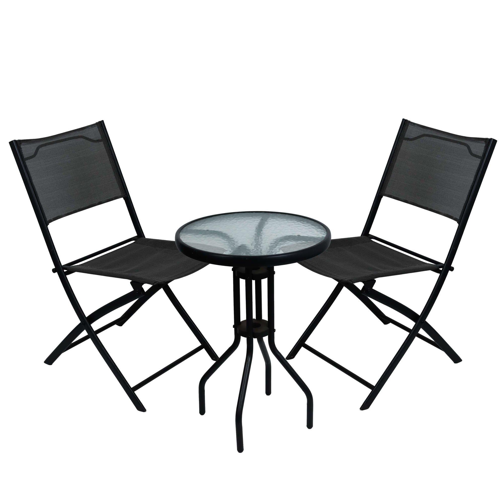 Black - Streetwize - 3 Piece Grey Folding Bistro Set - 1
