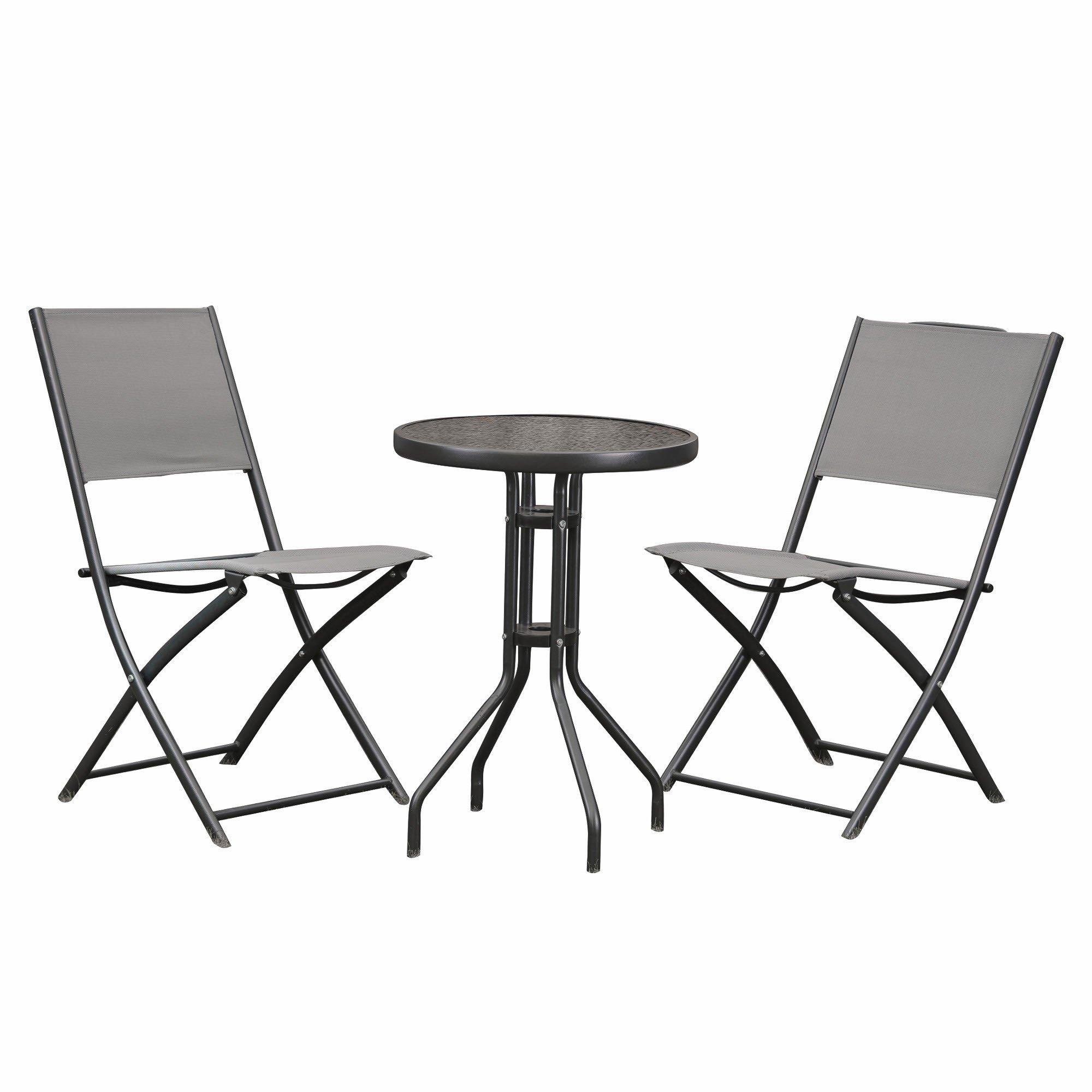 Black - Streetwize - 3 Piece Grey Folding Bistro Set - 4