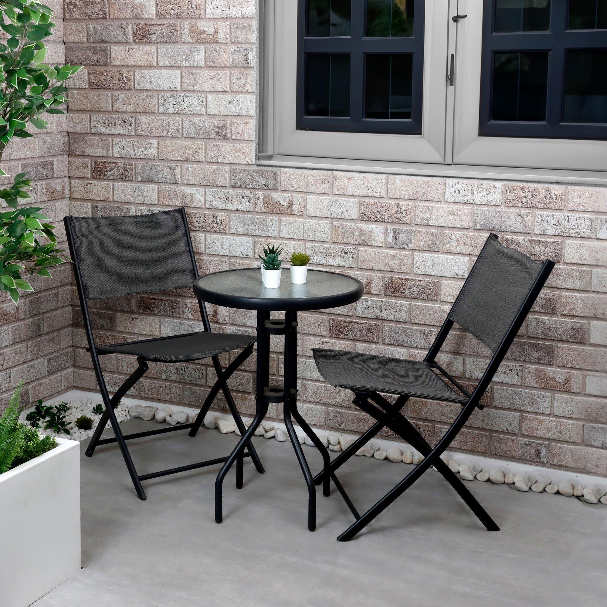 Black - Streetwize - 3 Piece Grey Folding Bistro Set - 5