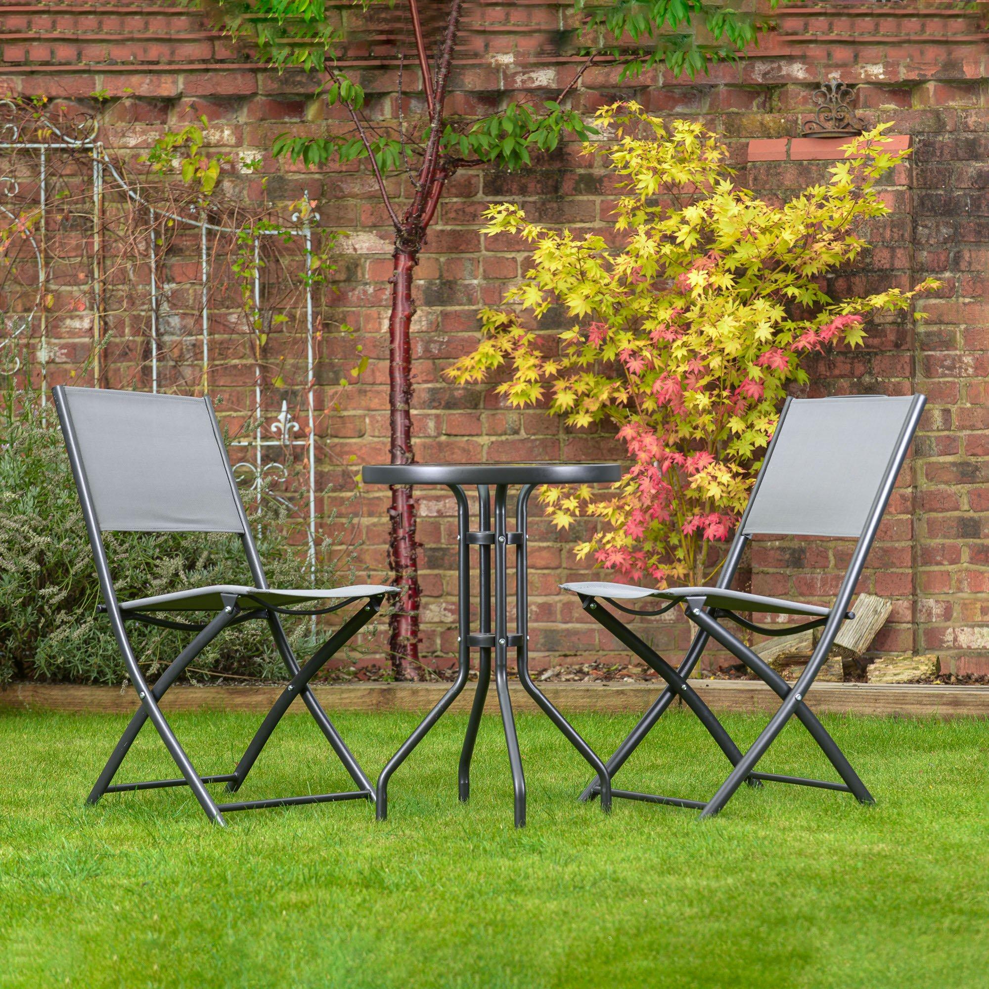 Black - Streetwize - 3 Piece Grey Folding Bistro Set - 7