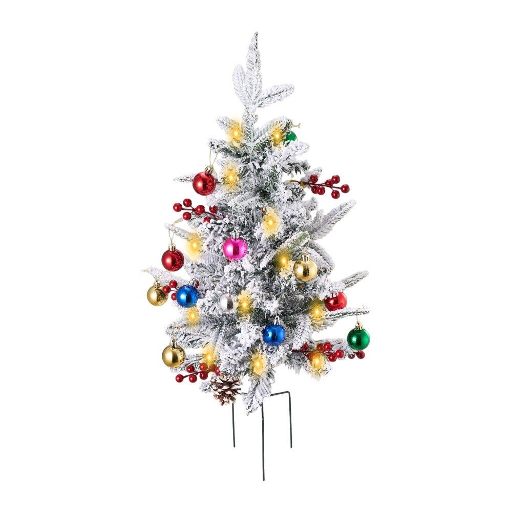 Green - LIFE IDEAS - Christmas Tree Ground Stake with Light and Timer - 1
