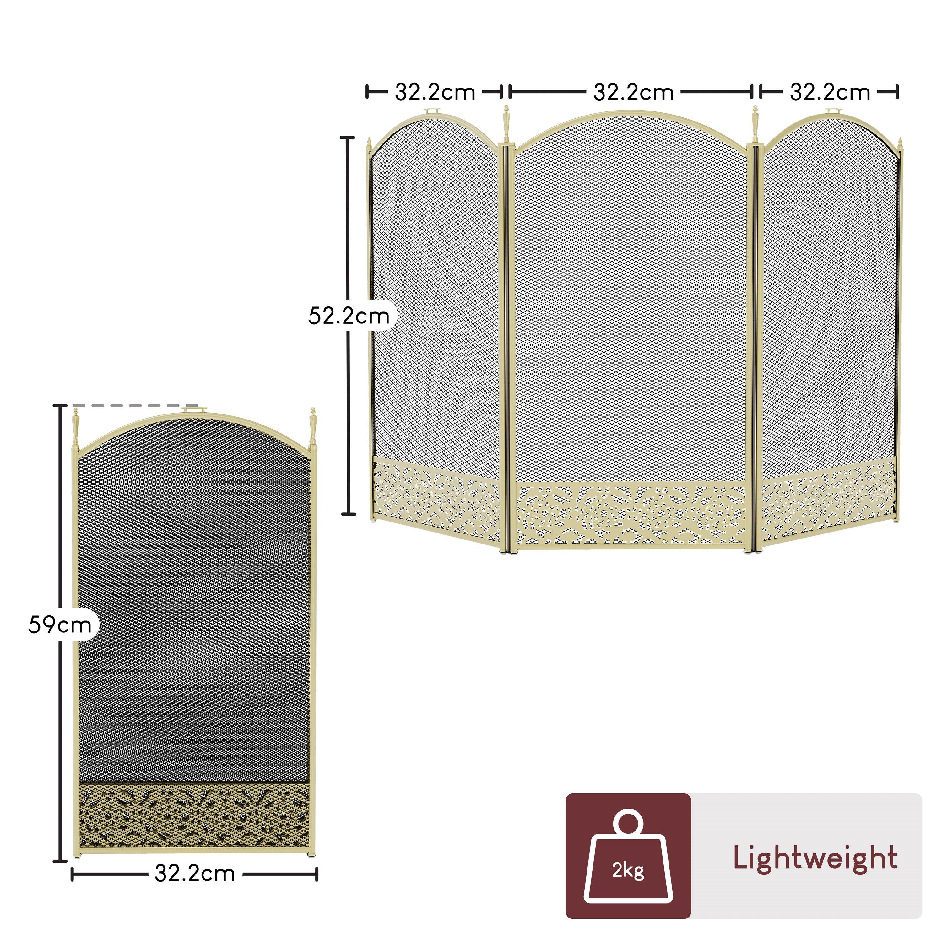 Brass - Lassic - Fire Vida Ingleton 3 Panel Fire Guard Brass - 2