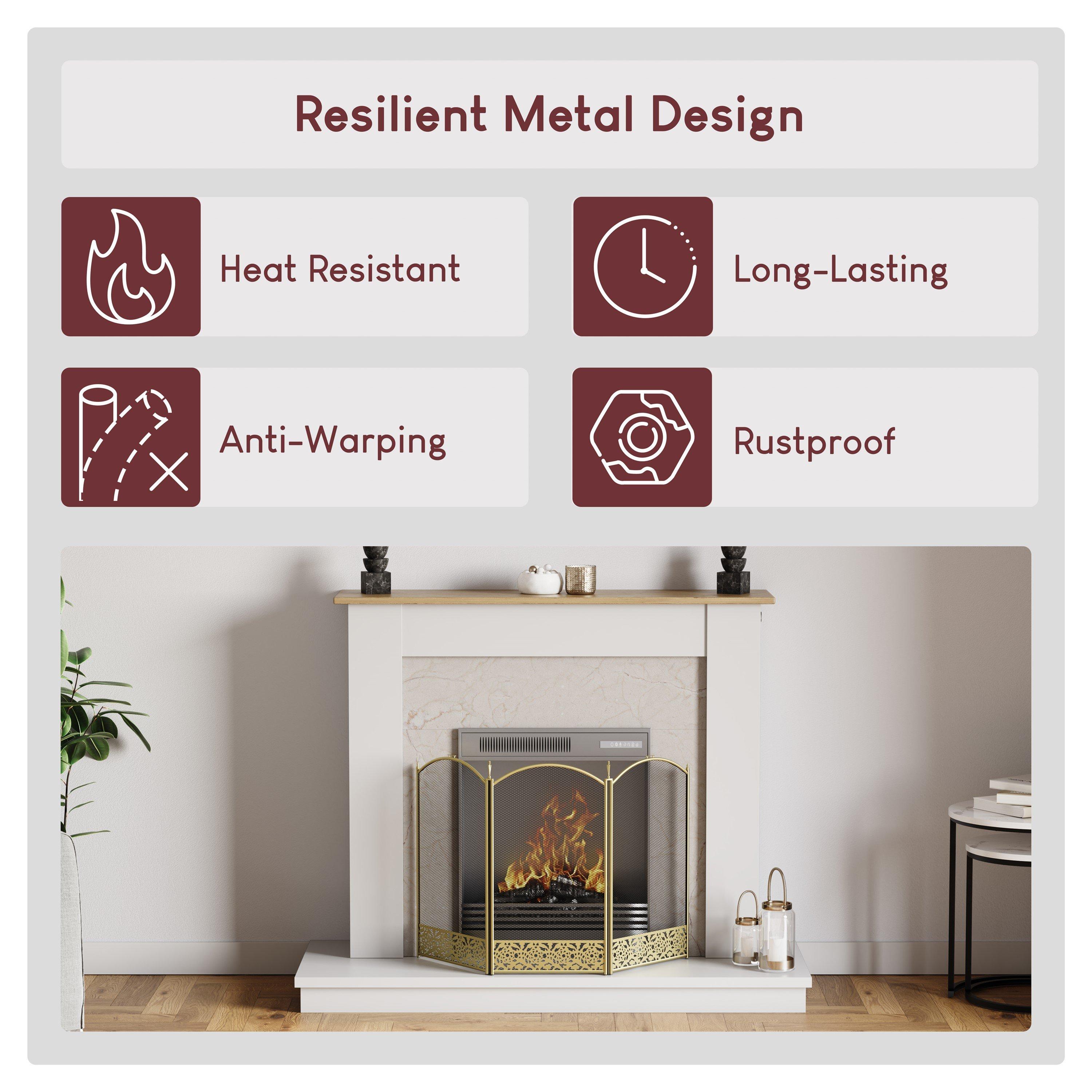Brass - Lassic - Fire Vida Ingleton 3 Panel Fire Guard Brass - 4