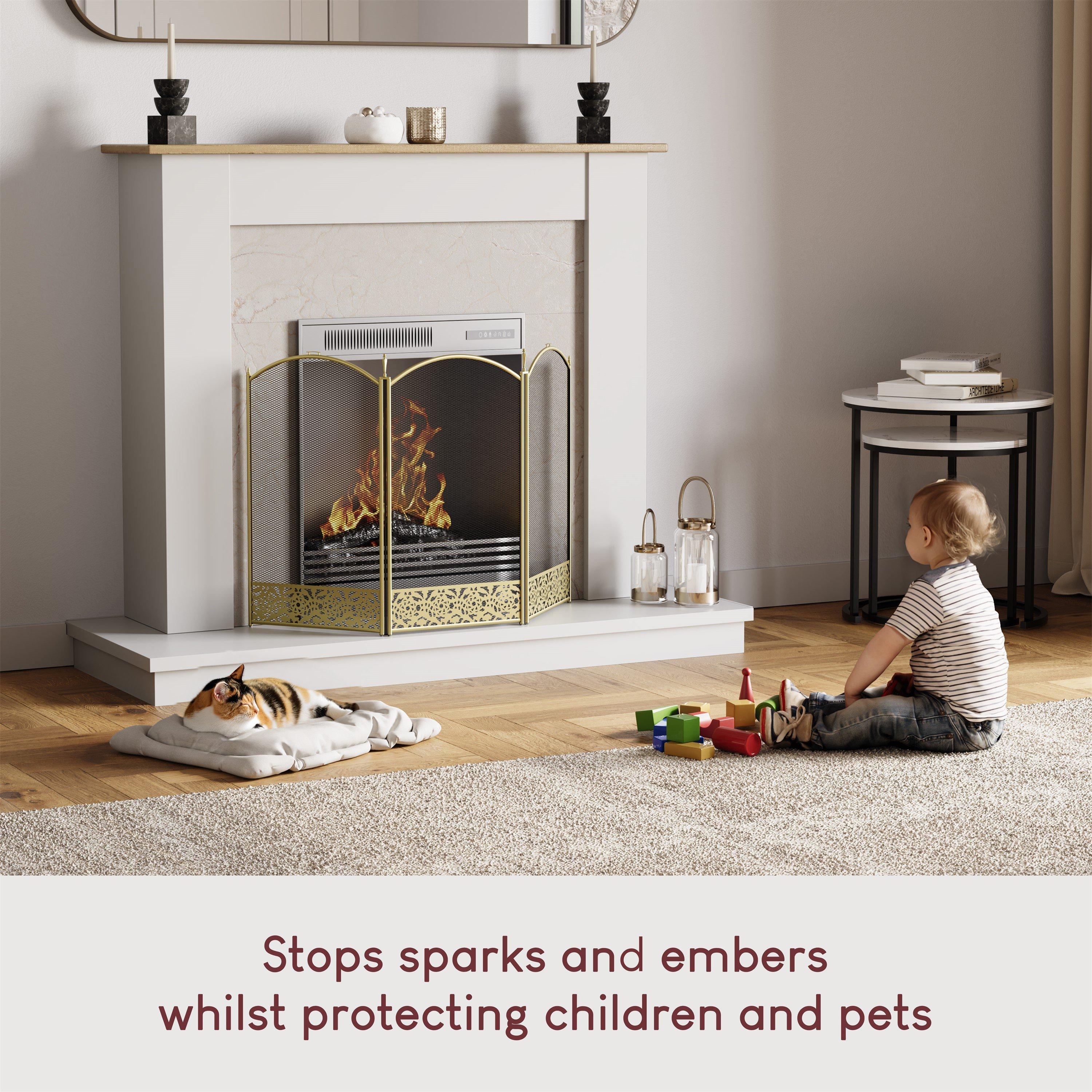 Brass - Lassic - Fire Vida Ingleton 3 Panel Fire Guard Brass - 5
