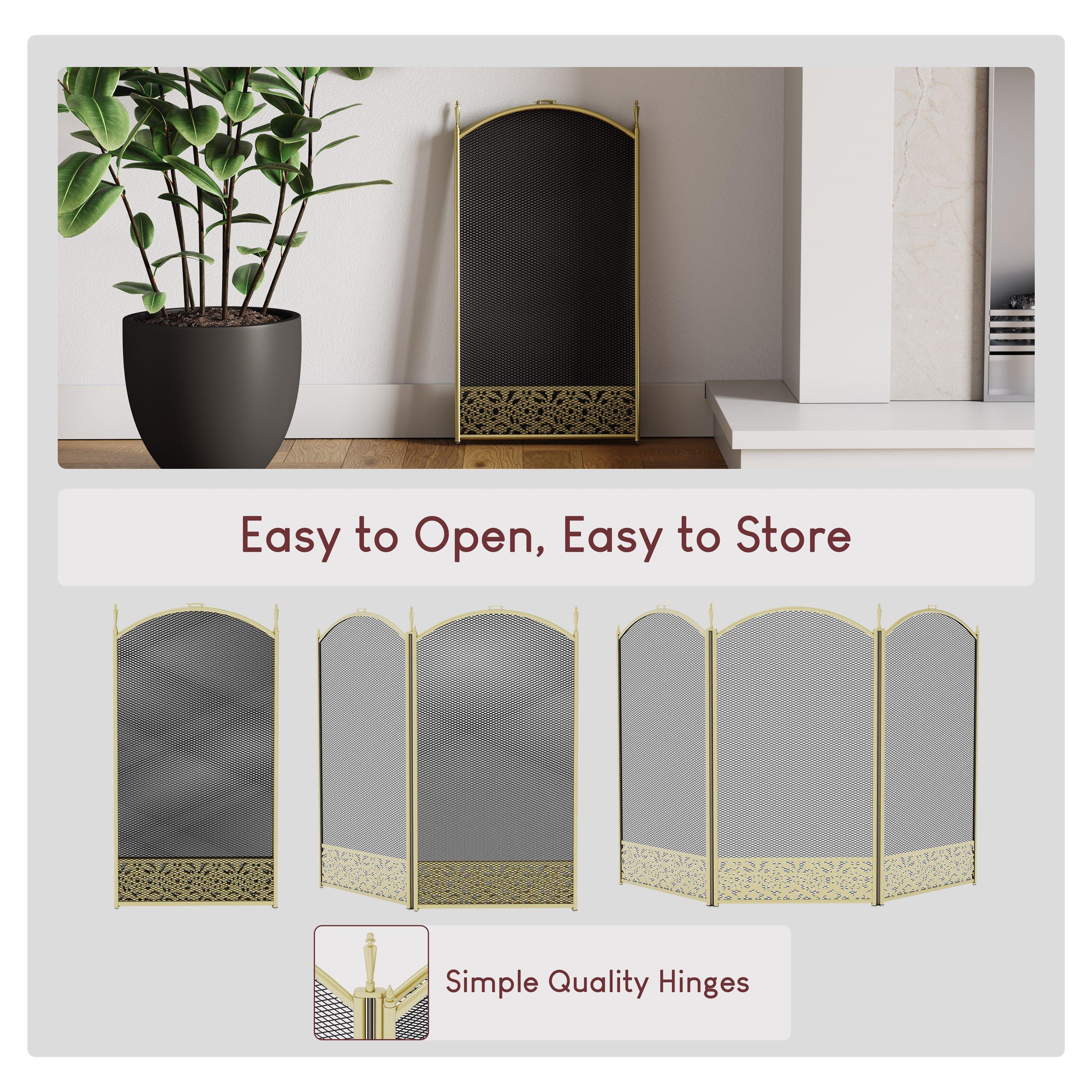 Brass - Lassic - Fire Vida Ingleton 3 Panel Fire Guard Brass - 7