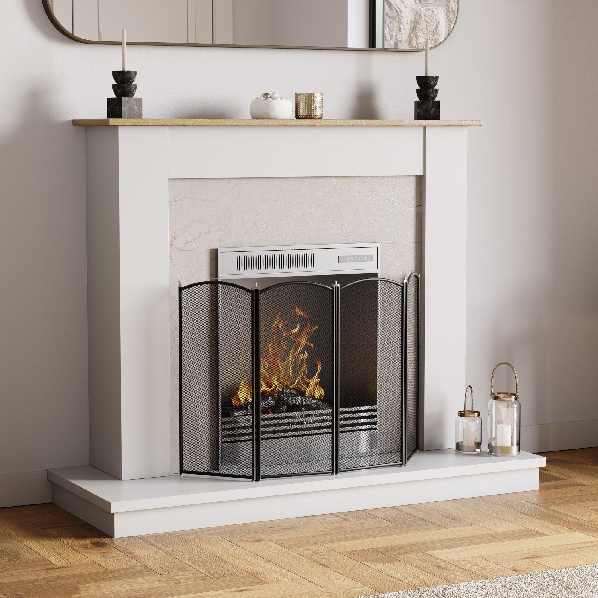 Black - Lassic - Fire Vida Stanton 4 Panel Fire Guard Black - 1