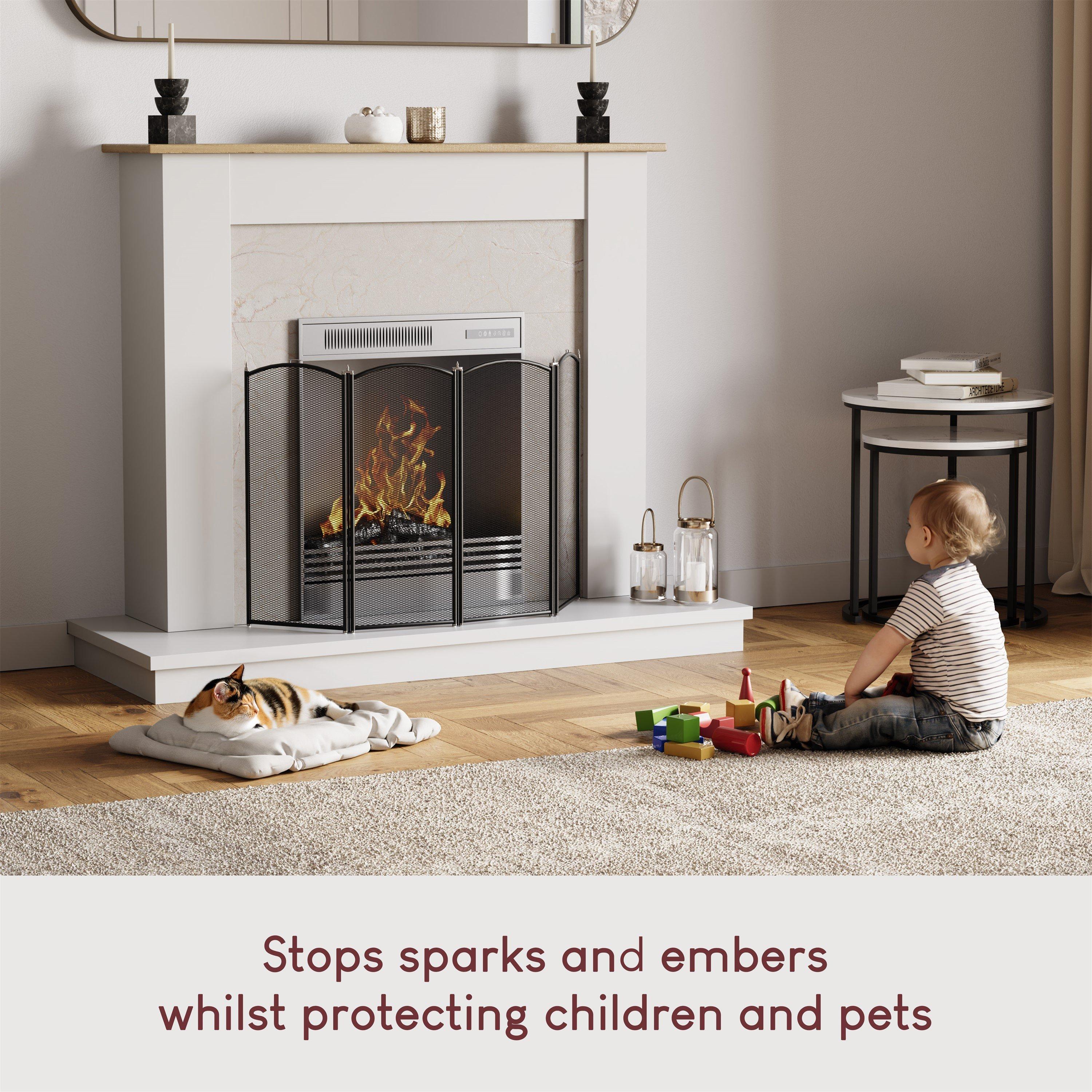 Black - Lassic - Fire Vida Stanton 4 Panel Fire Guard Black - 5