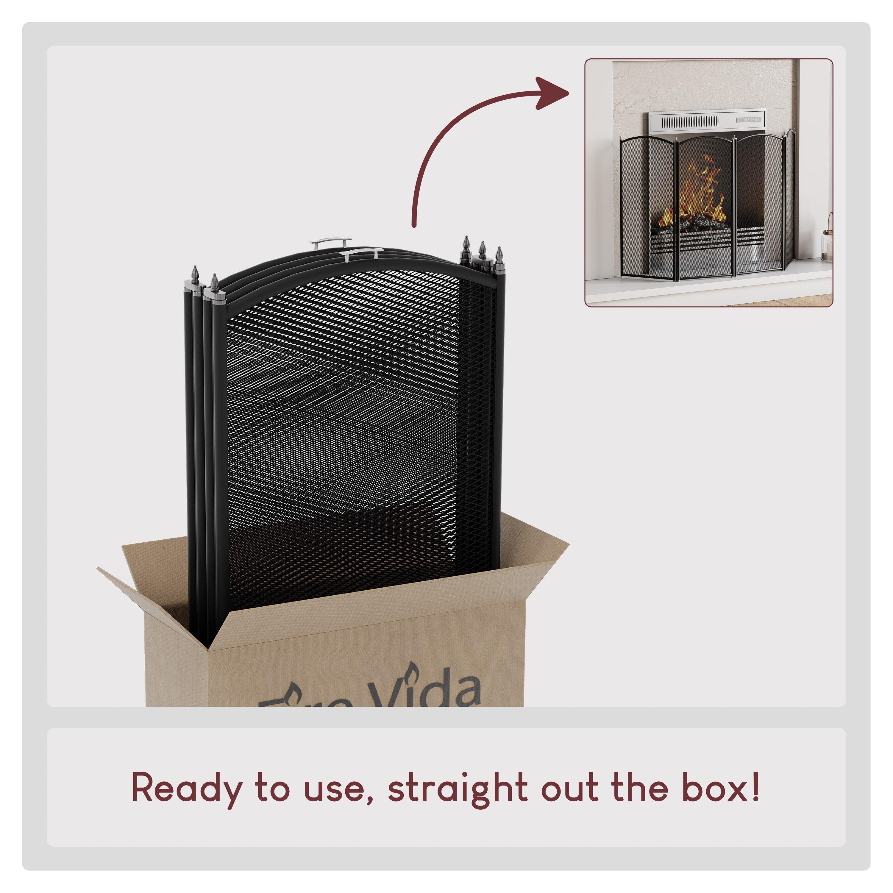 Black - Lassic - Fire Vida Stanton 4 Panel Fire Guard Black - 6