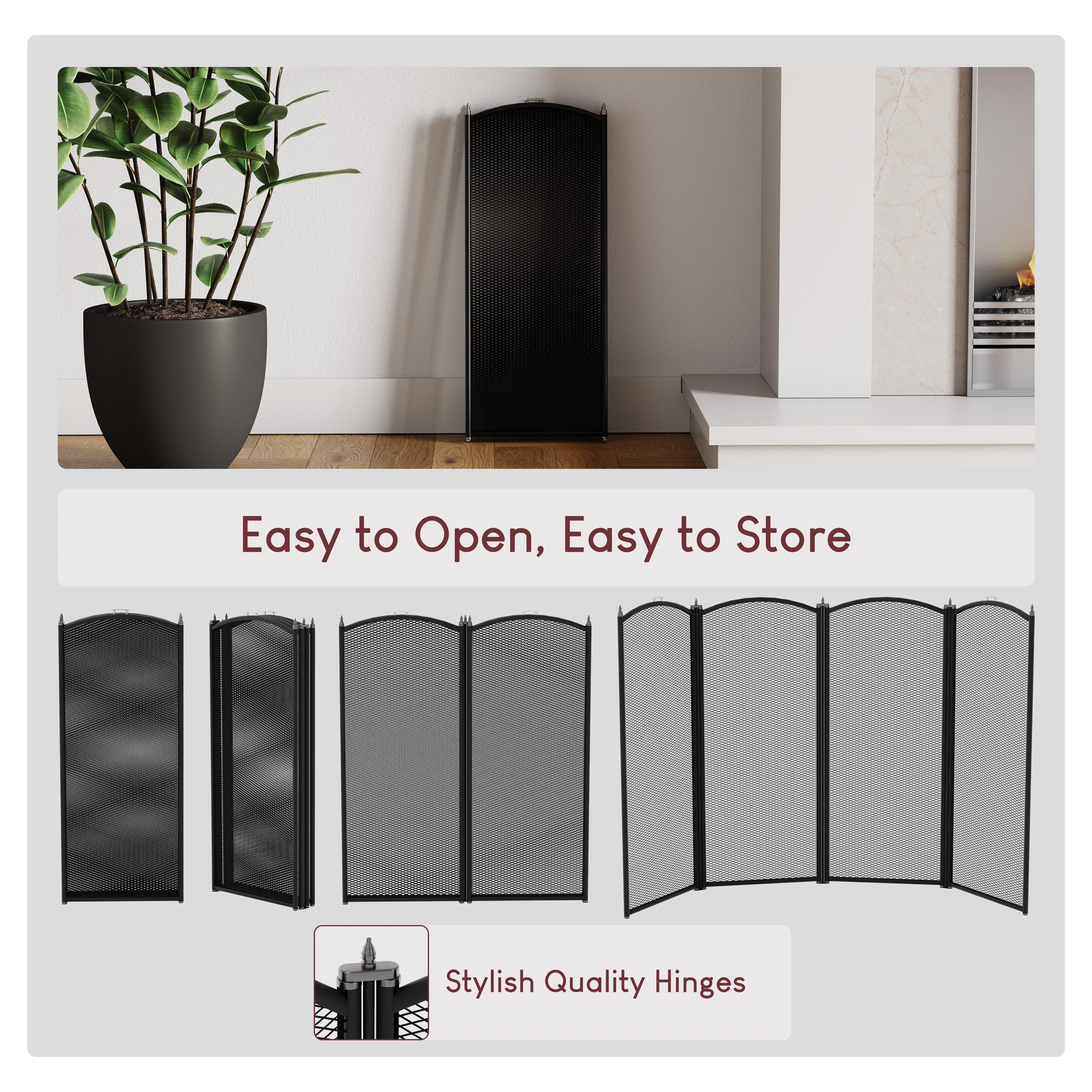 Black - Lassic - Fire Vida Stanton 4 Panel Fire Guard Black - 7