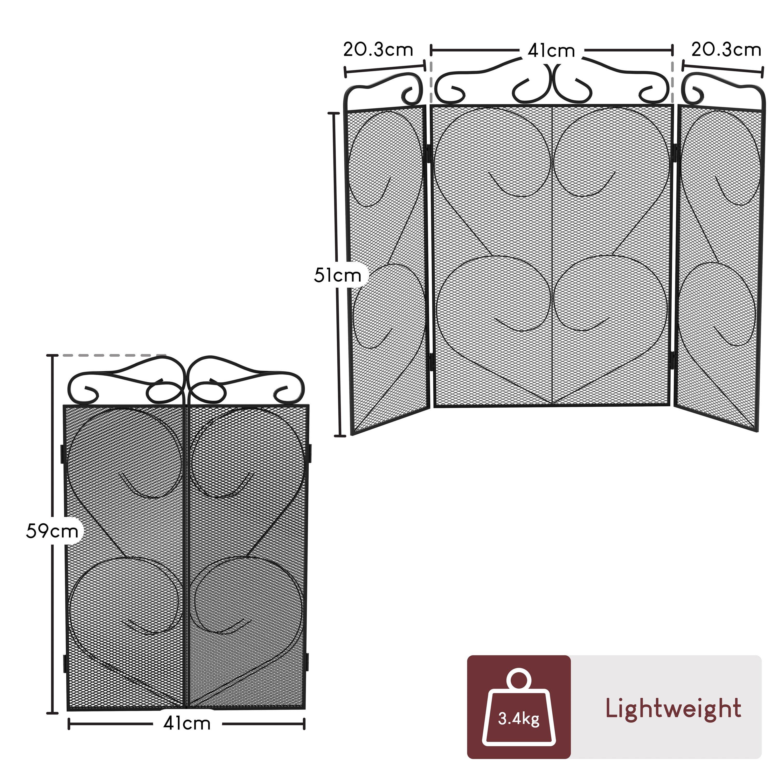 Black - Lassic - Fire Vida Tapton 3 Panel Fire Guard Black - 2