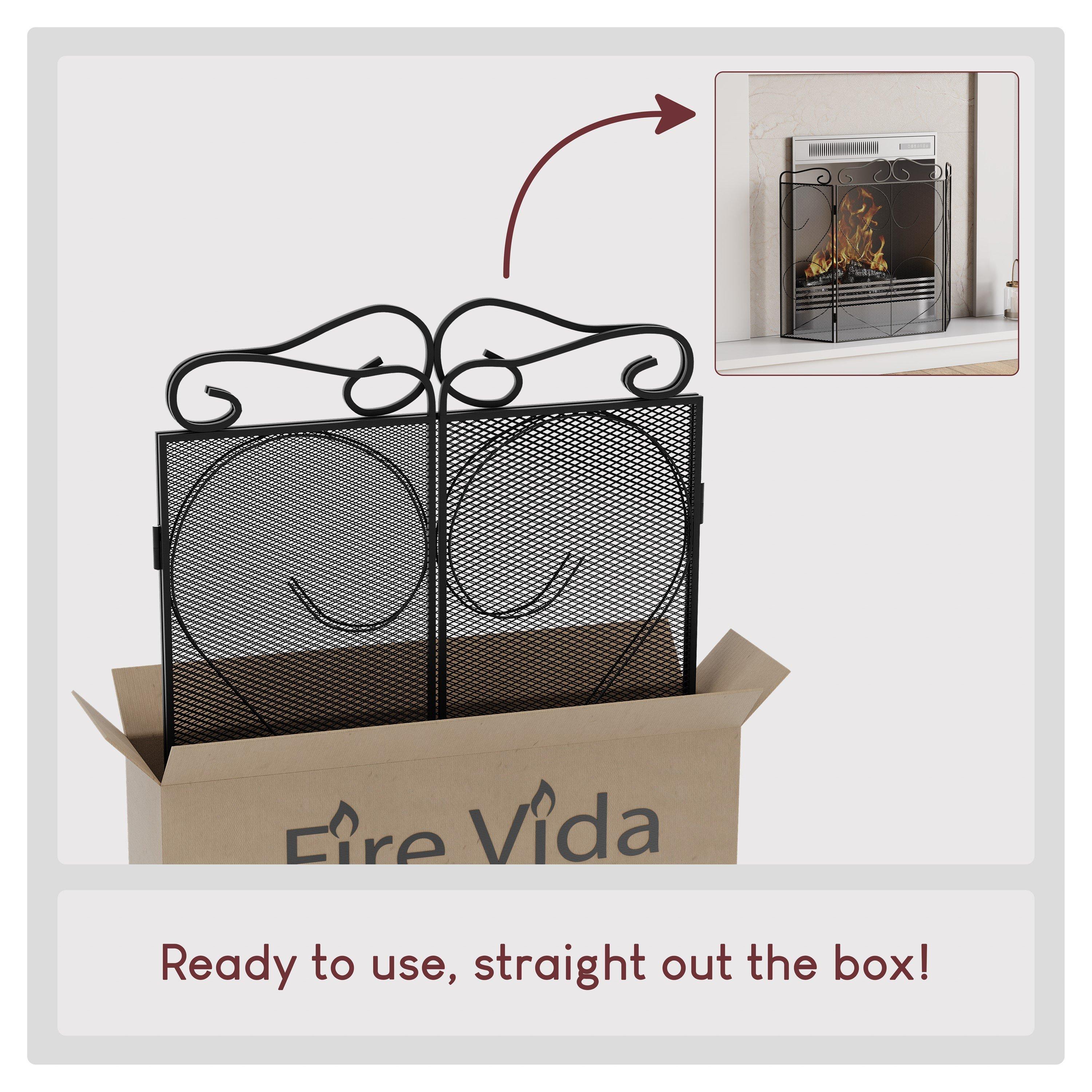 Black - Lassic - Fire Vida Tapton 3 Panel Fire Guard Black - 6