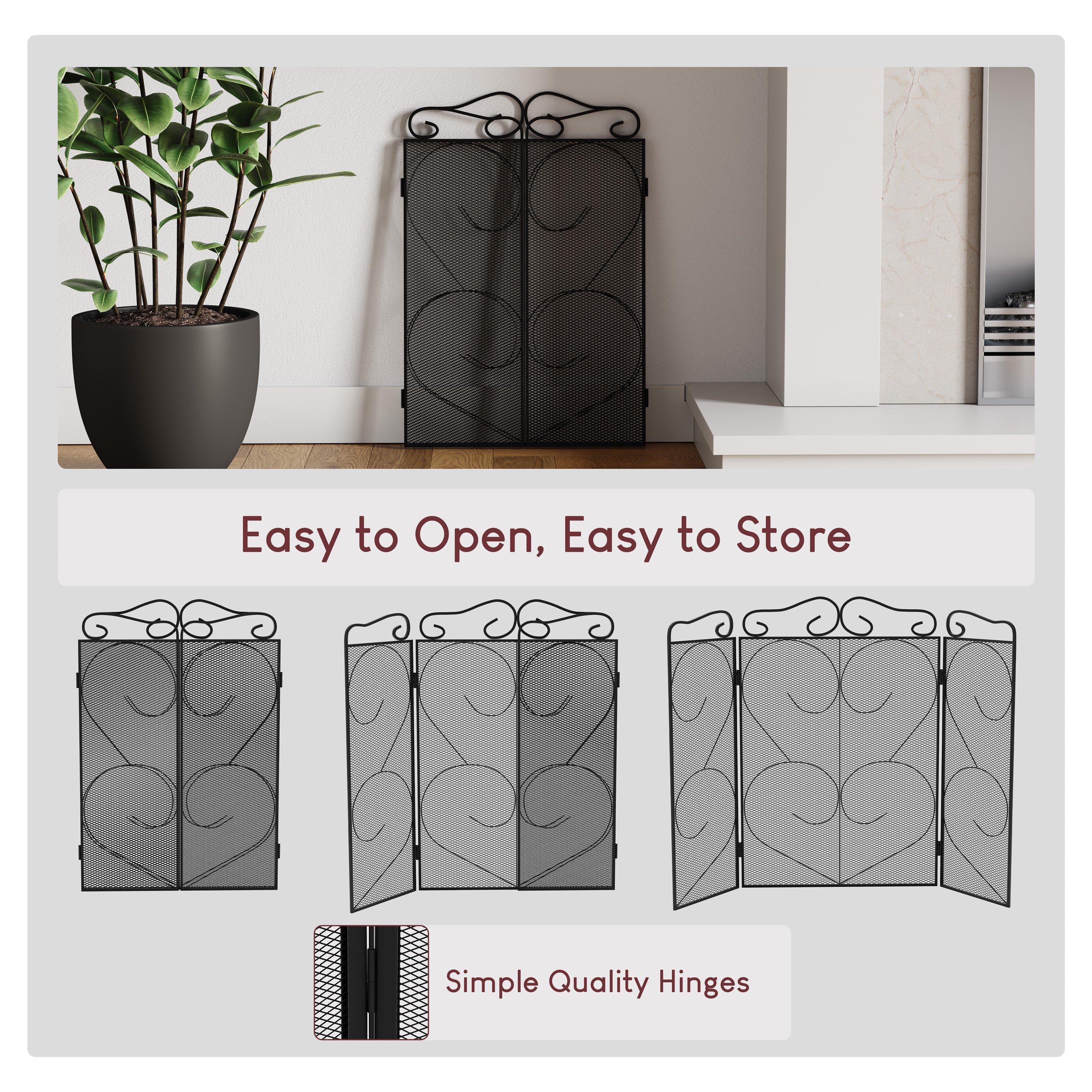 Black - Lassic - Fire Vida Tapton 3 Panel Fire Guard Black - 7