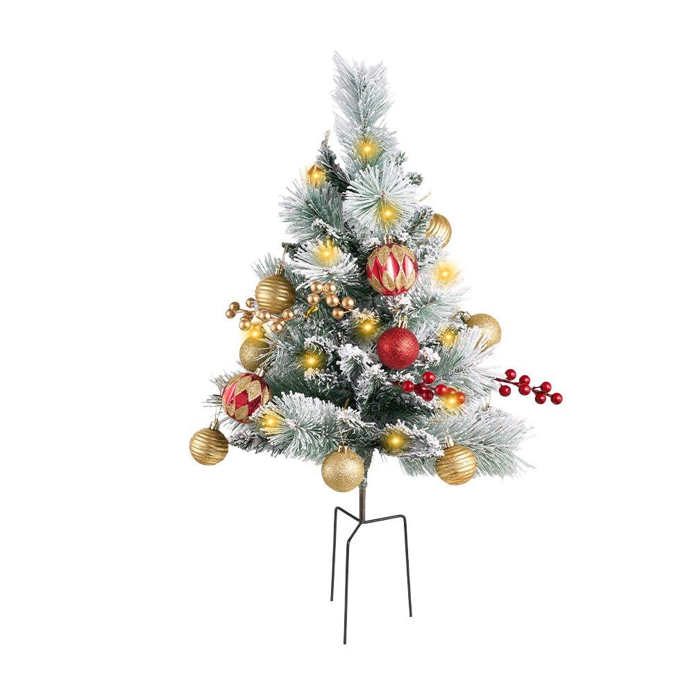 Green - LIFE IDEAS - Christmas Tree Ground Stake with Light and Timer - 1