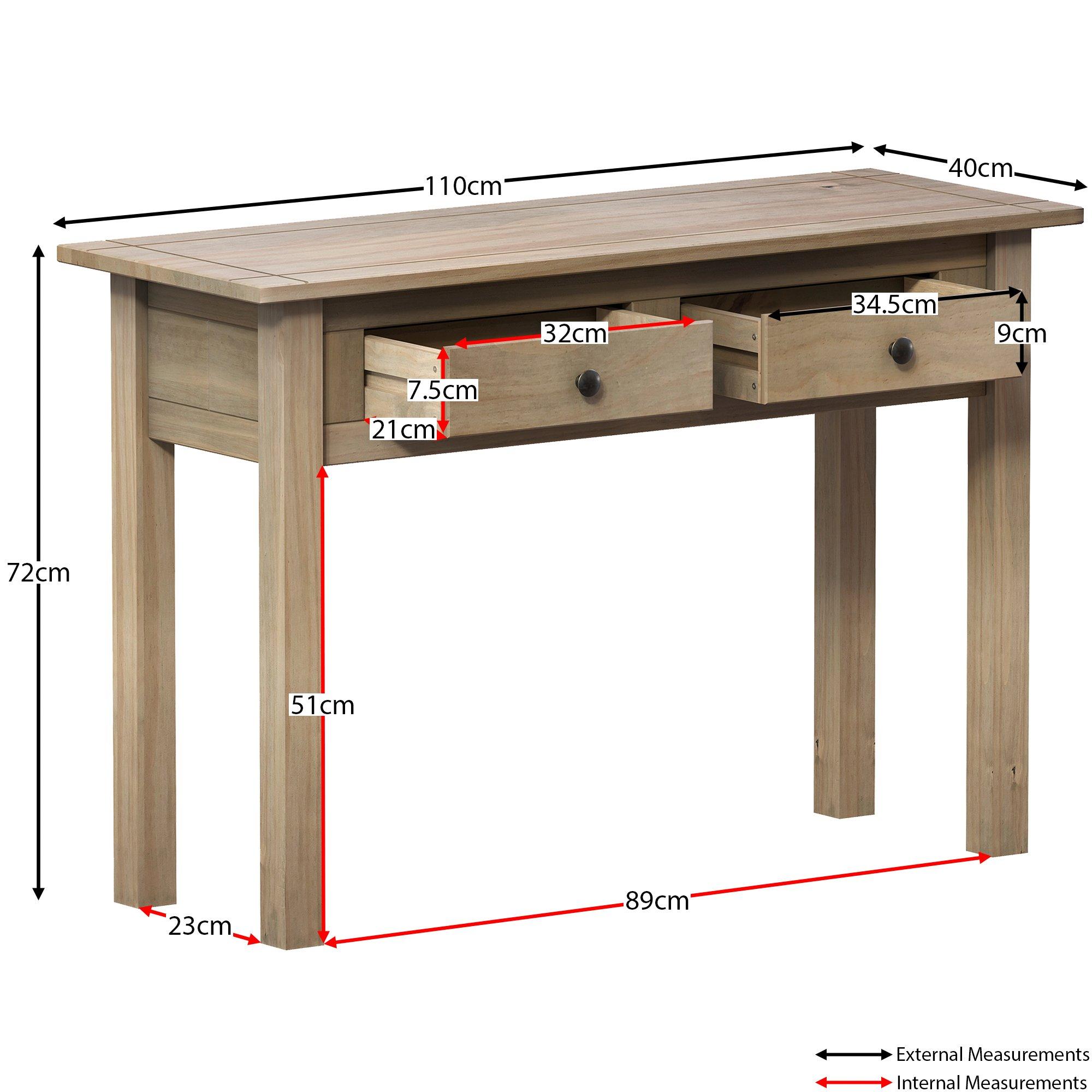 Pine - Lassic - Vida Designs Panama 2 Drawer Console Table - 2