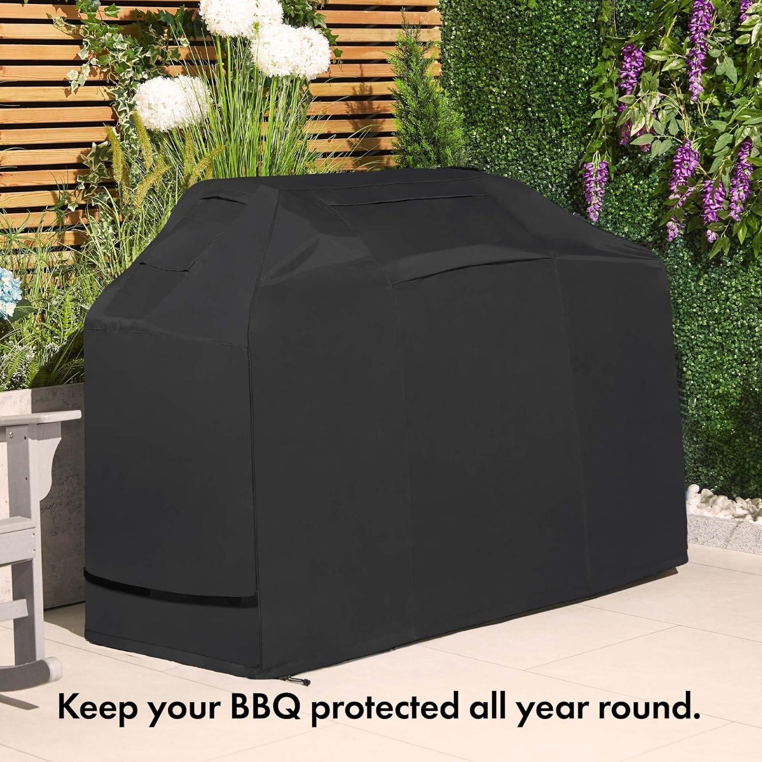 Black - VonHaus - Medium BBQ Grill Cover- 152(w) x67(d) x124.5(h) - 2