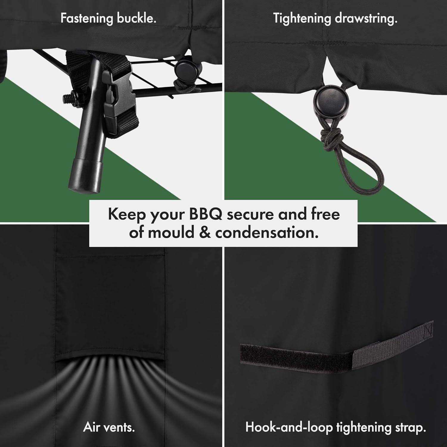 Black - VonHaus - Medium BBQ Grill Cover- 152(w) x67(d) x124.5(h) - 3