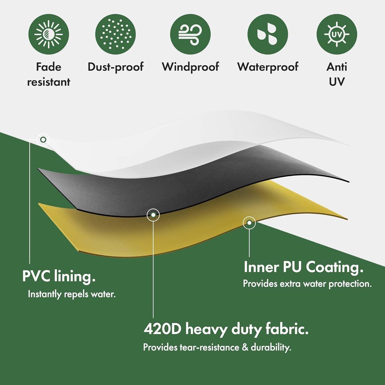 Black - VonHaus - Medium BBQ Grill Cover- 152(w) x67(d) x124.5(h) - 5