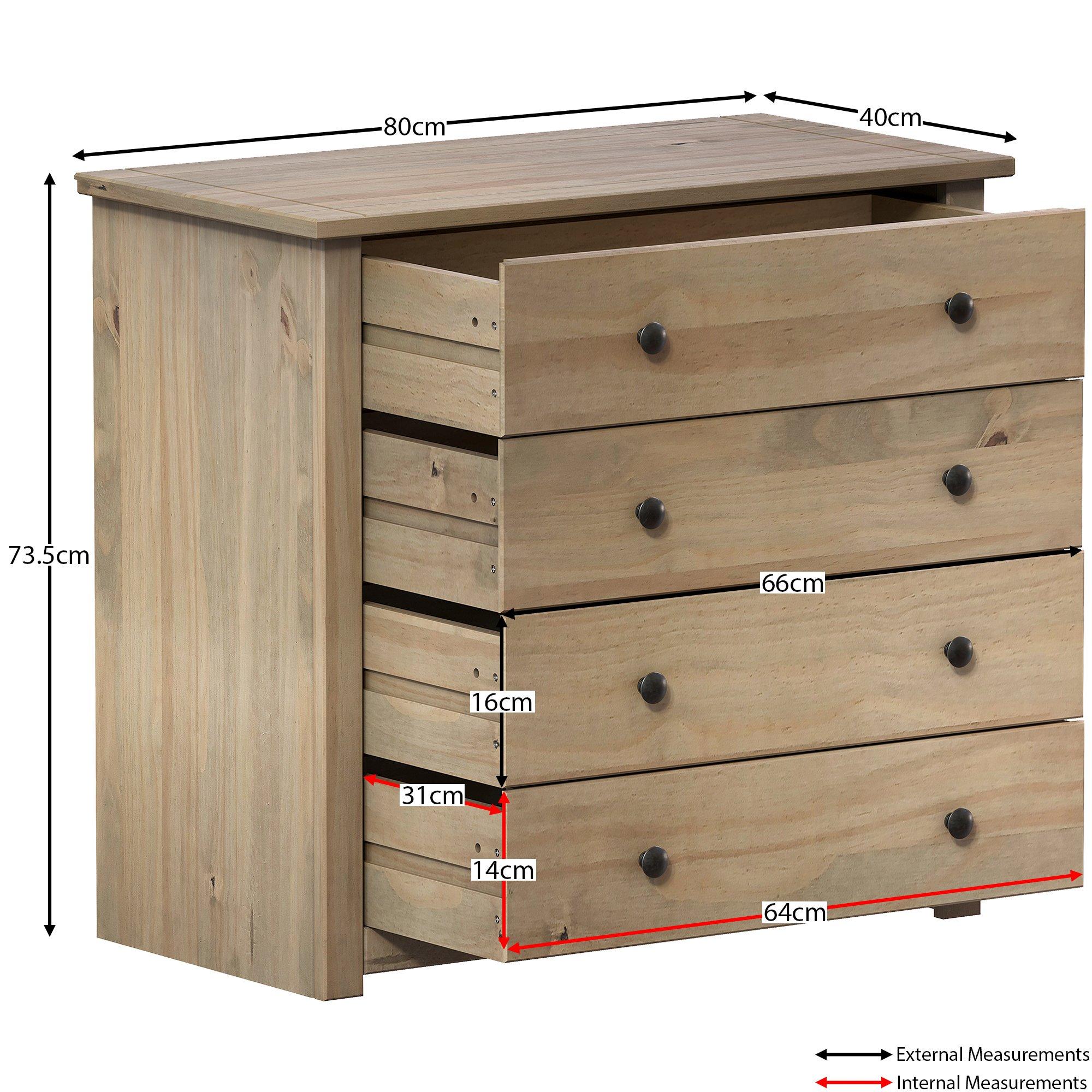 Pine - Lassic - Vida Designs Panama 4 Drawer Chest - 2