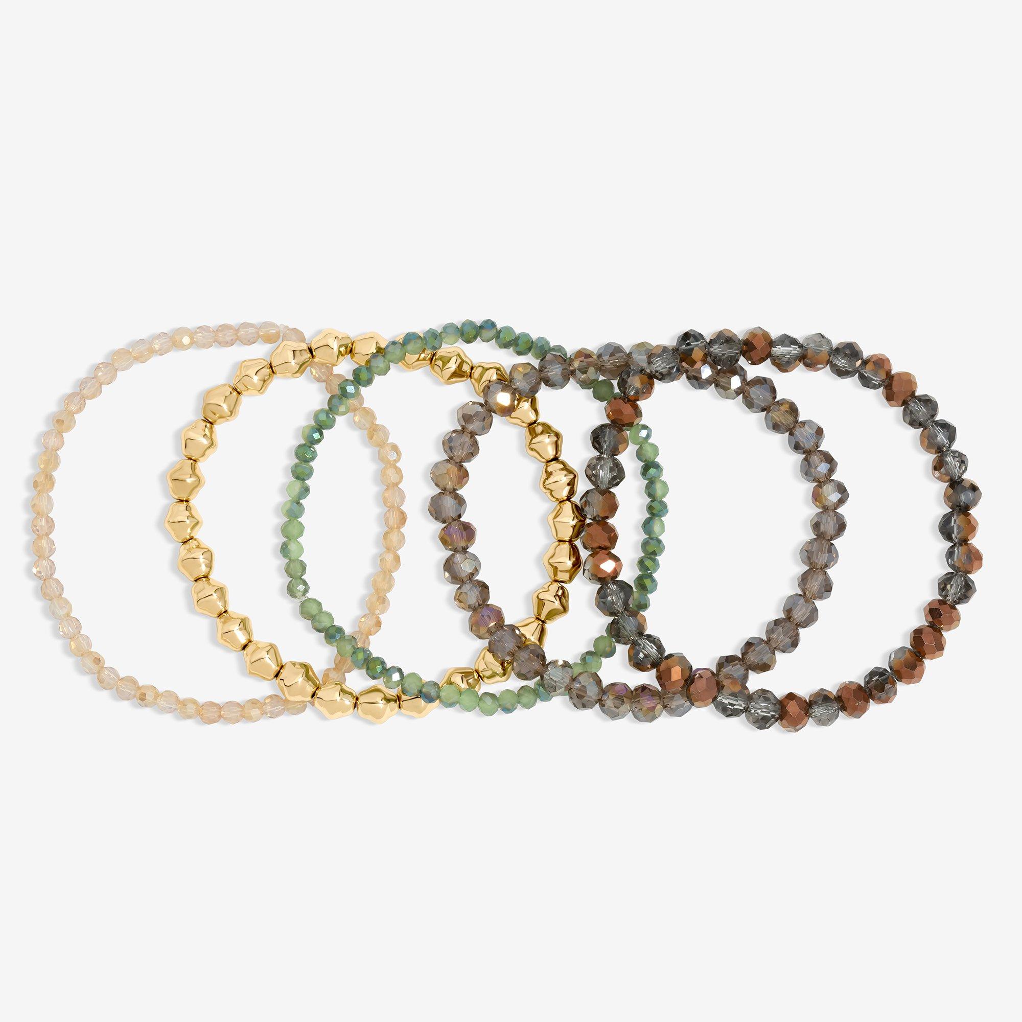 Gold - Mood - Gold Multi-Colour Beaded Bracelets - Pack of 5 - 1