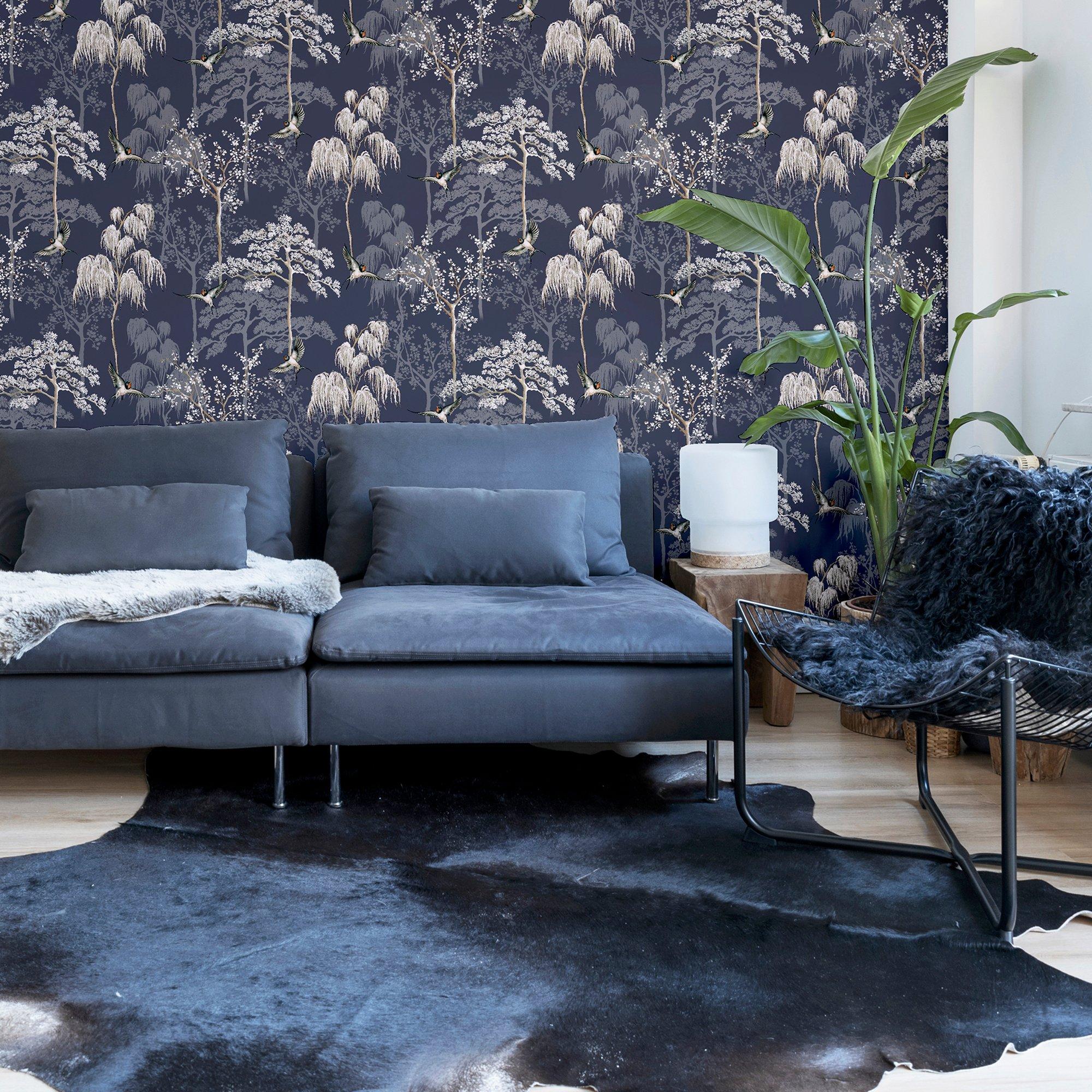 Navy - Arthouse - Japanese Garden Blue sw12 - 5