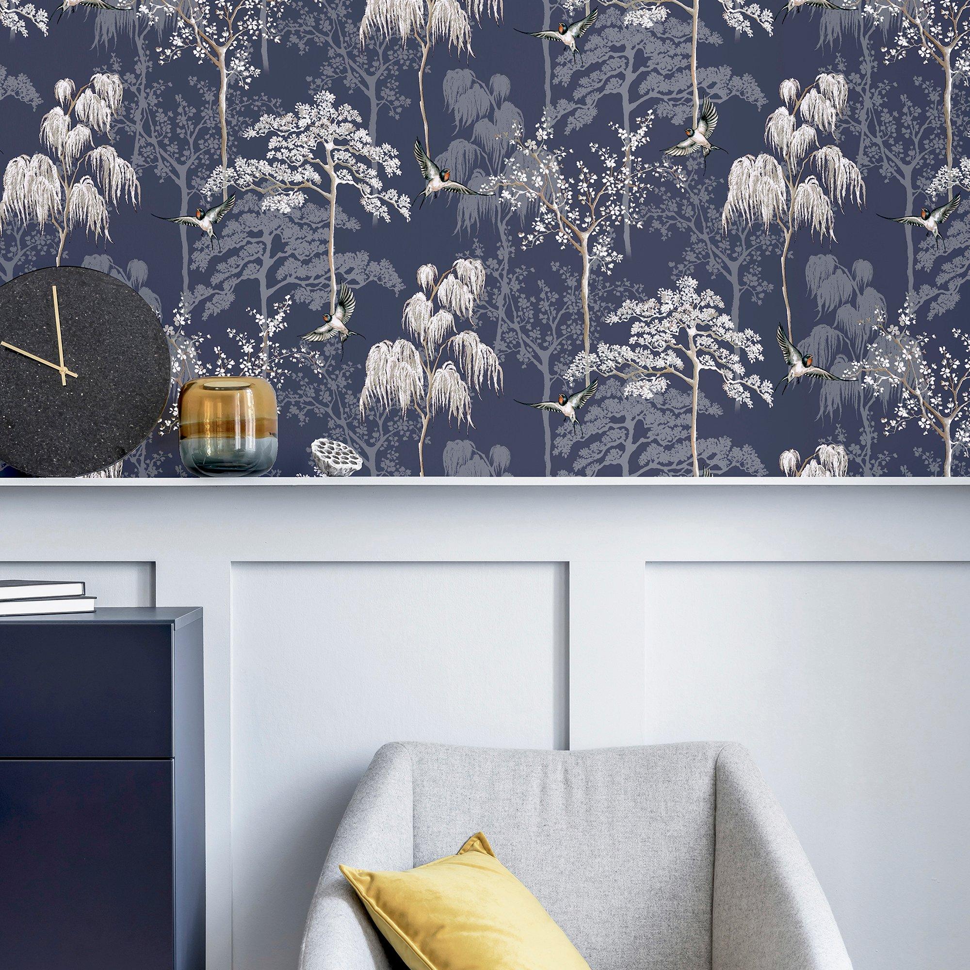 Navy - Arthouse - Japanese Garden Blue sw12 - 6