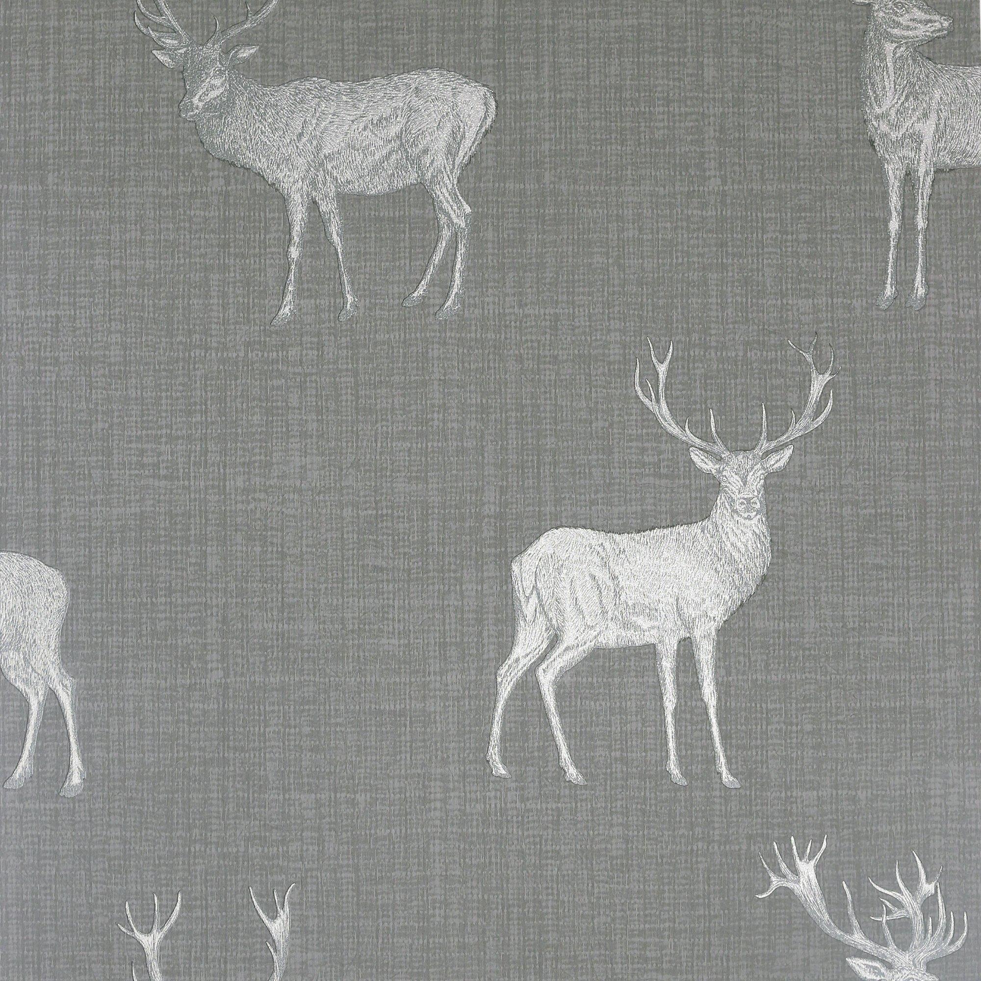 Grey & Silver - Arthouse - Heritage Stag Grey/Silver sw12 - 1