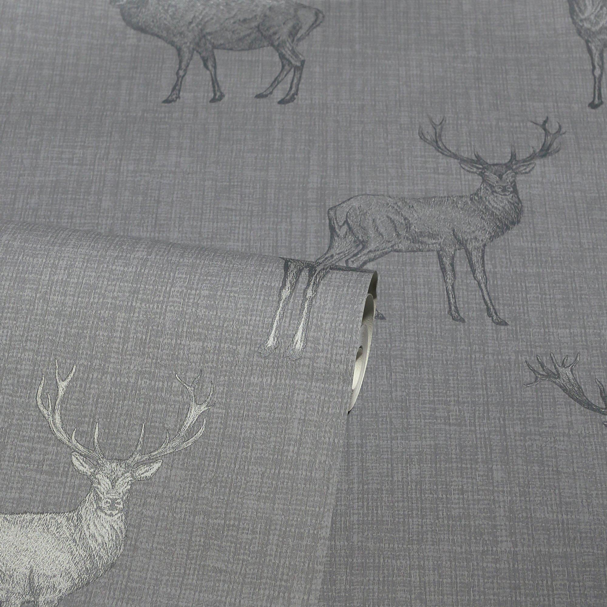 Grey & Silver - Arthouse - Heritage Stag Grey/Silver sw12 - 2