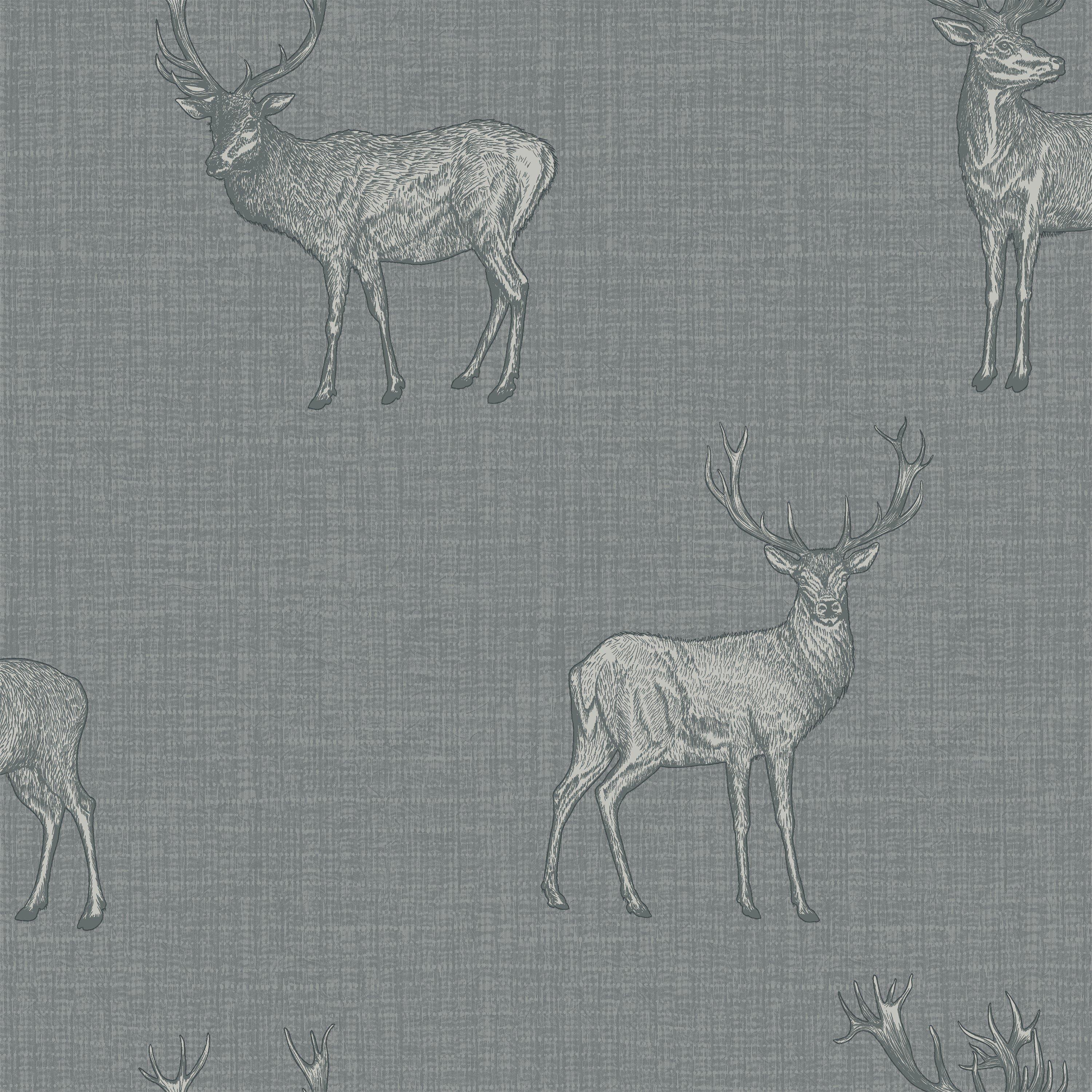 Grey & Silver - Arthouse - Heritage Stag Grey/Silver sw12 - 8