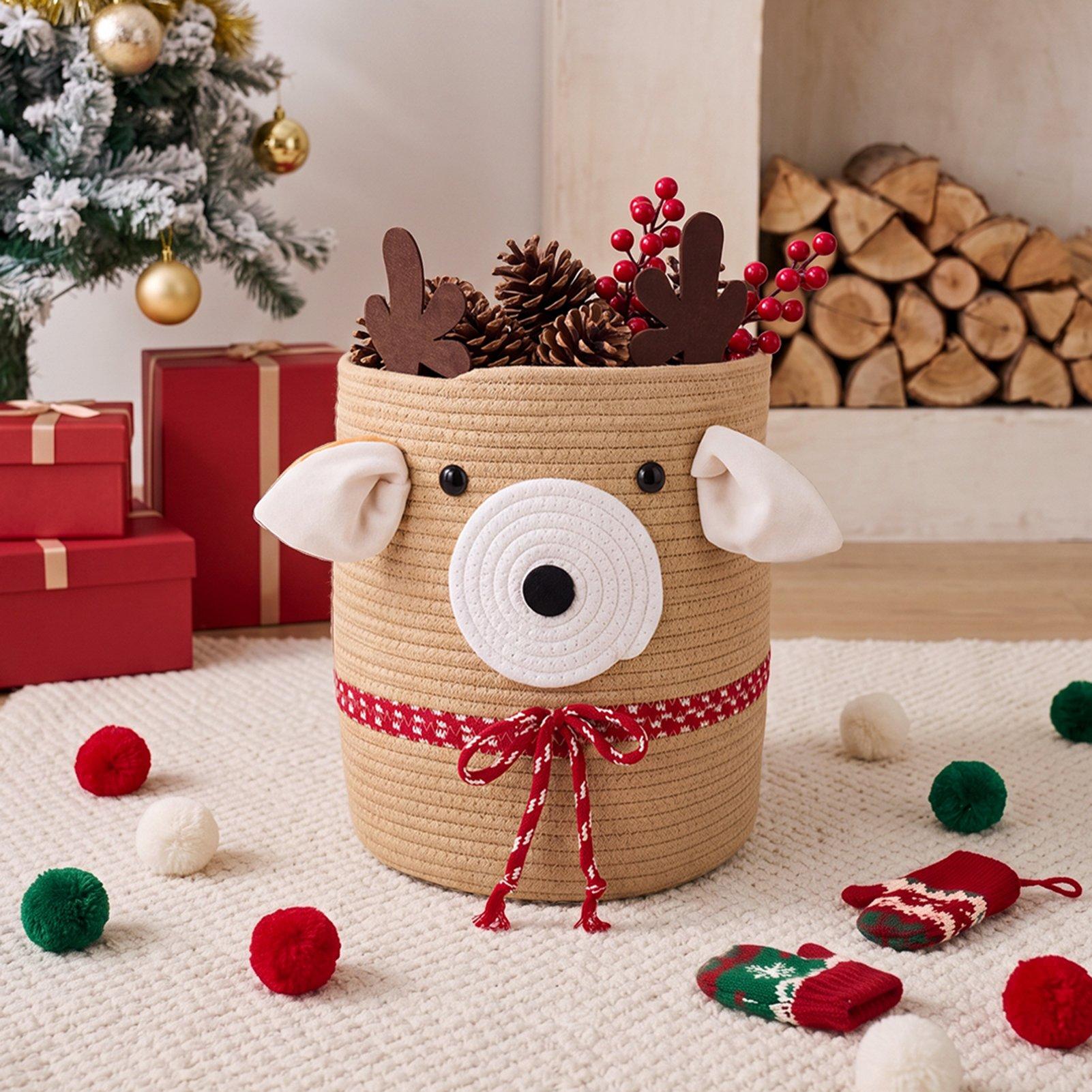 Reindeer - LIFE IDEAS - Christmas Woven Storage Basket Organiser - 7