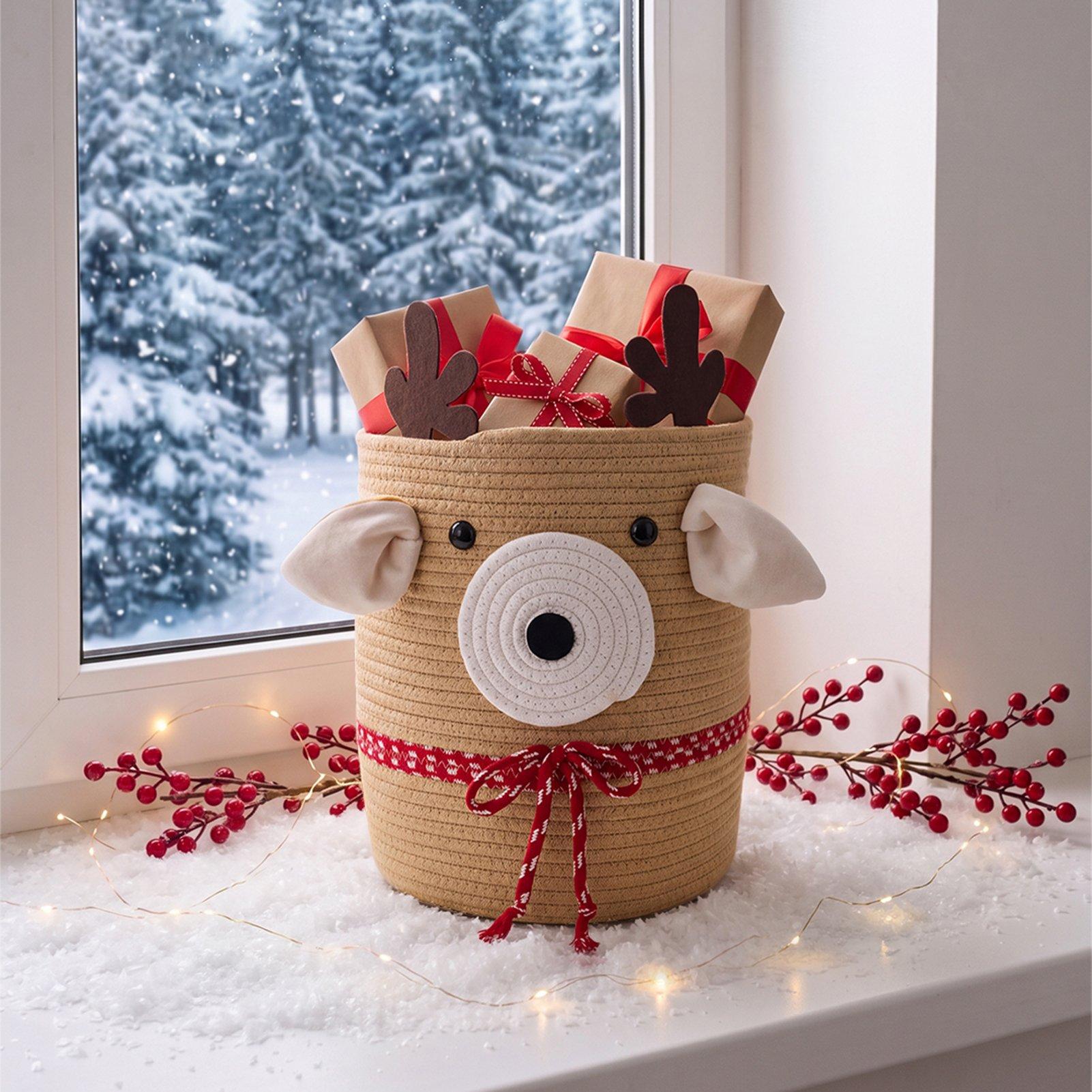 Reindeer - LIFE IDEAS - Christmas Woven Storage Basket Organiser - 8