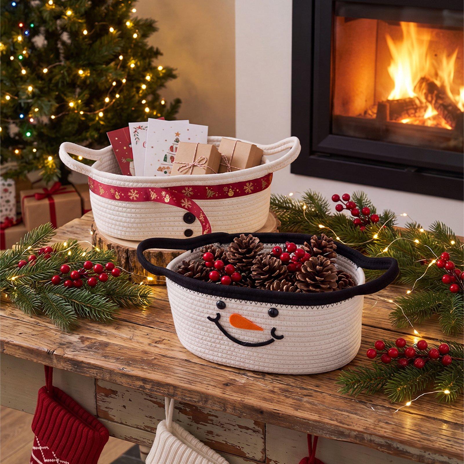 Christmas Woven Storage Basket Organiser