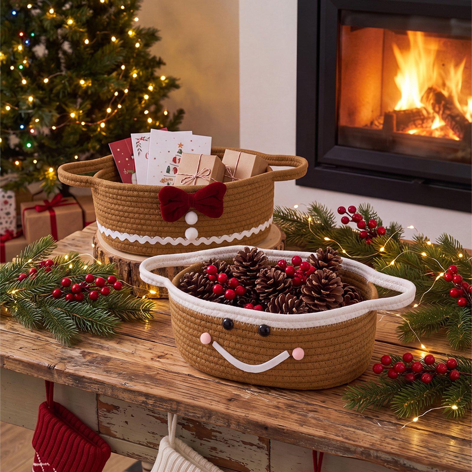 Christmas Woven Storage Basket Organiser