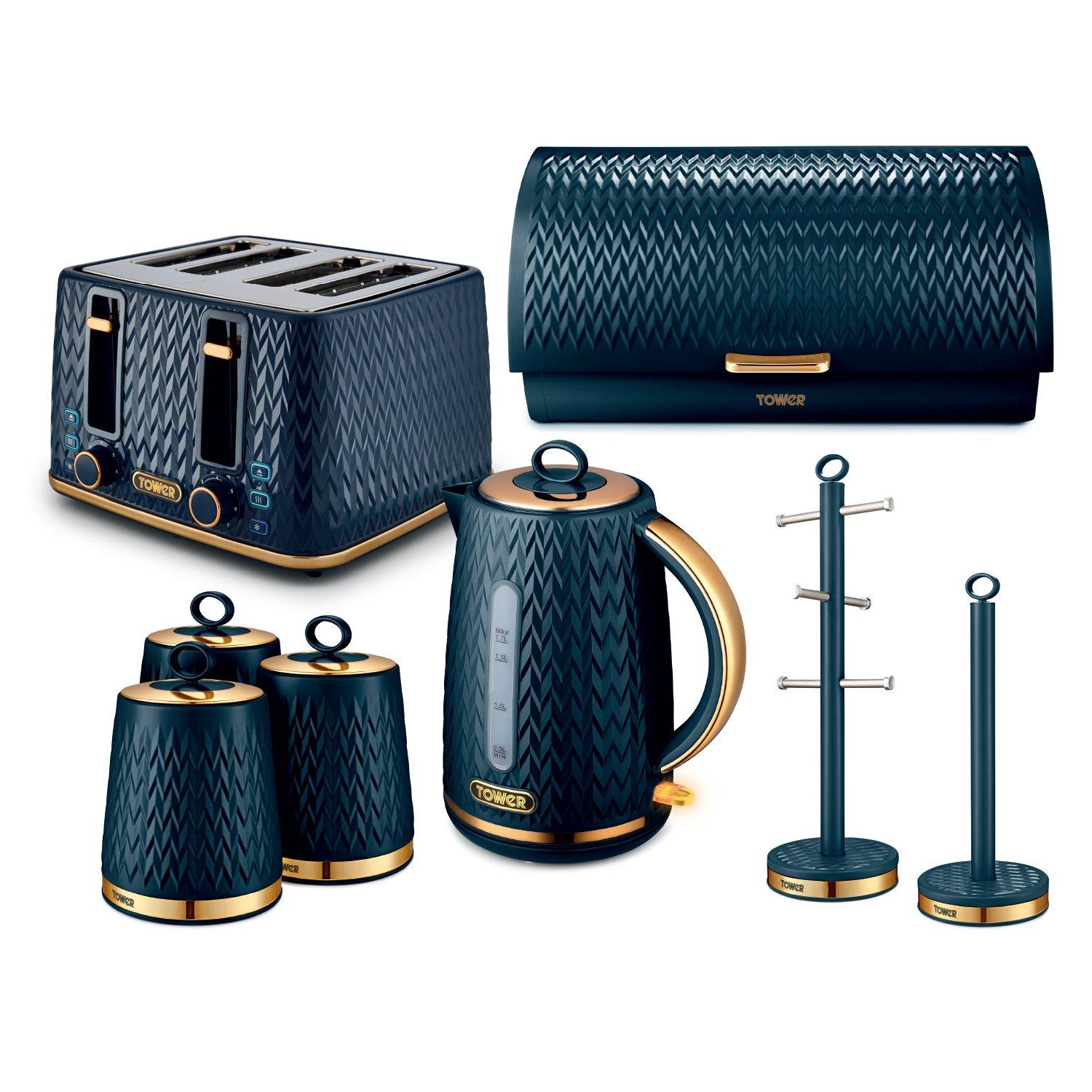 Midnight Blue - Tower - Empire 5 Piece Kitchen Set 1.7L Electric Kettle - 1