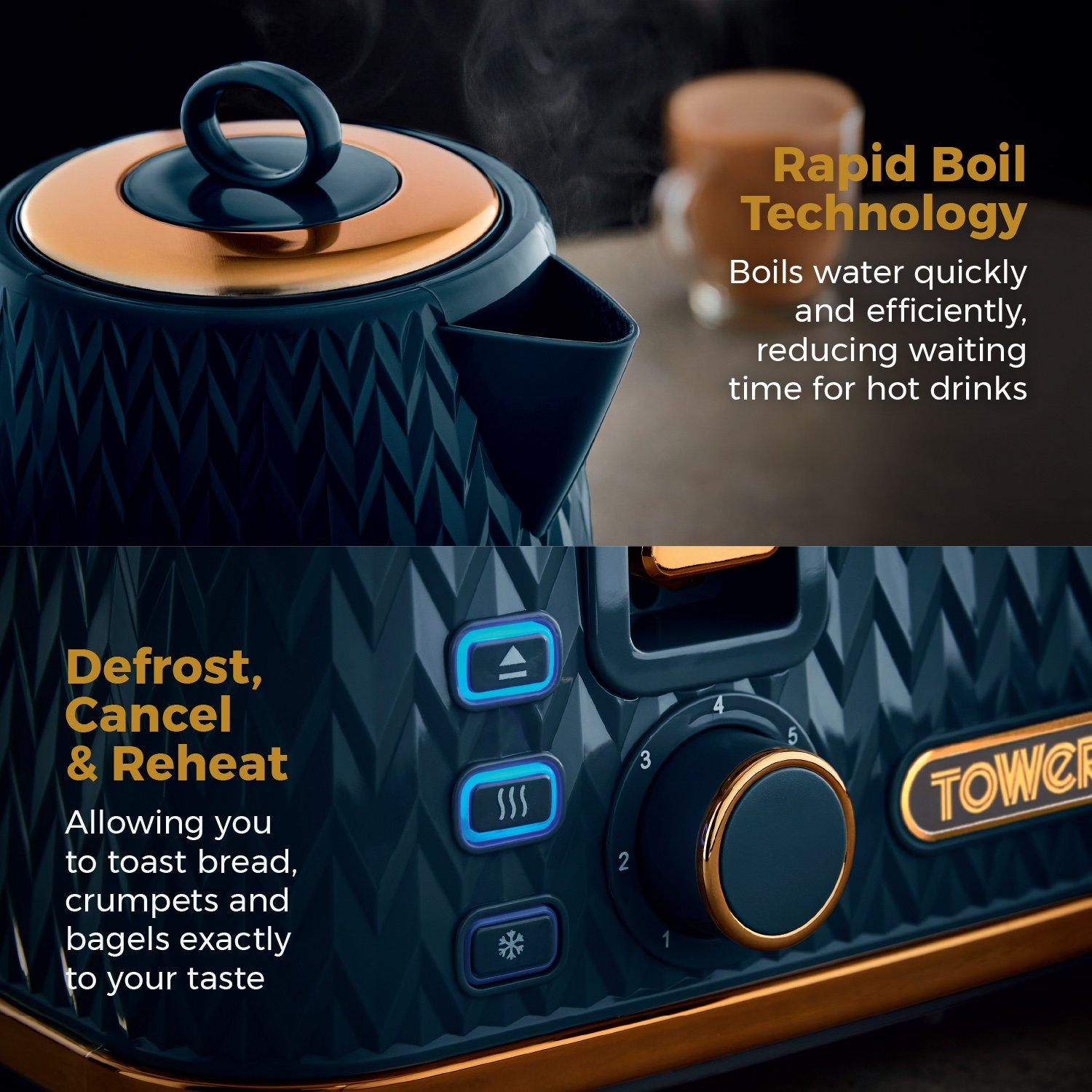Midnight Blue - Tower - Empire 5 Piece Kitchen Set 1.7L Electric Kettle - 3