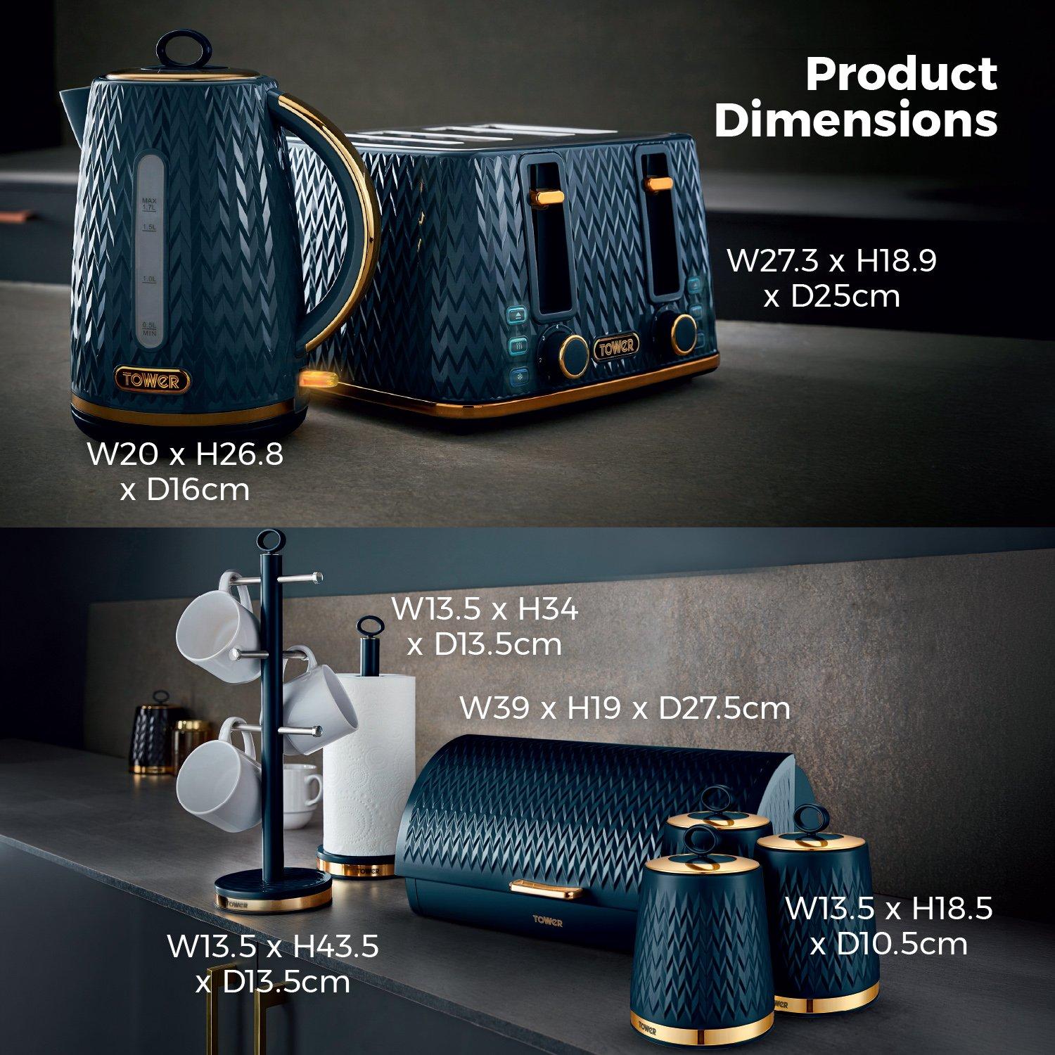 Midnight Blue - Tower - Empire 5 Piece Kitchen Set 1.7L Electric Kettle - 7