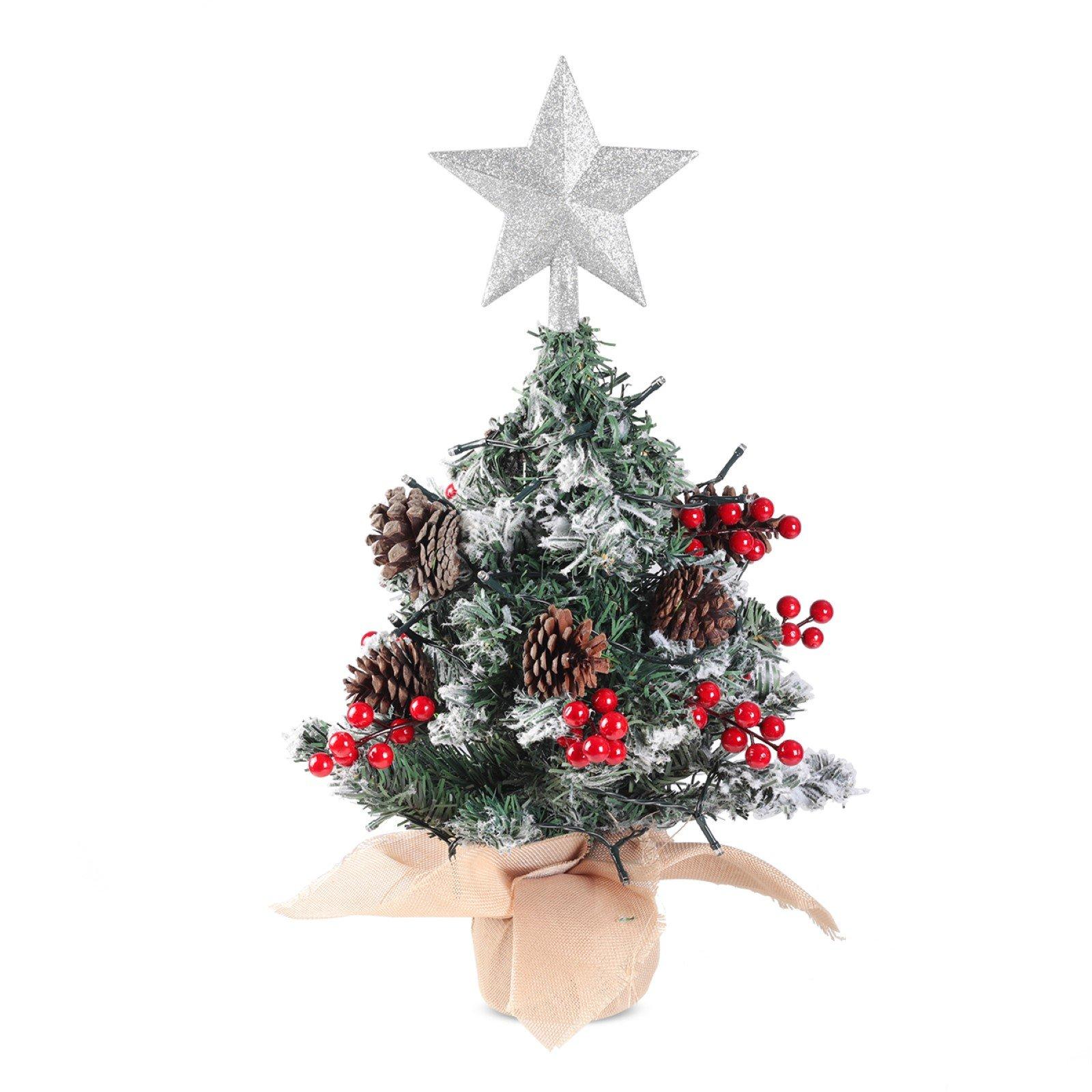 Green And White - LIFE IDEAS - Mini Pre-Lit Tabletop Tree with Star Topper - 4