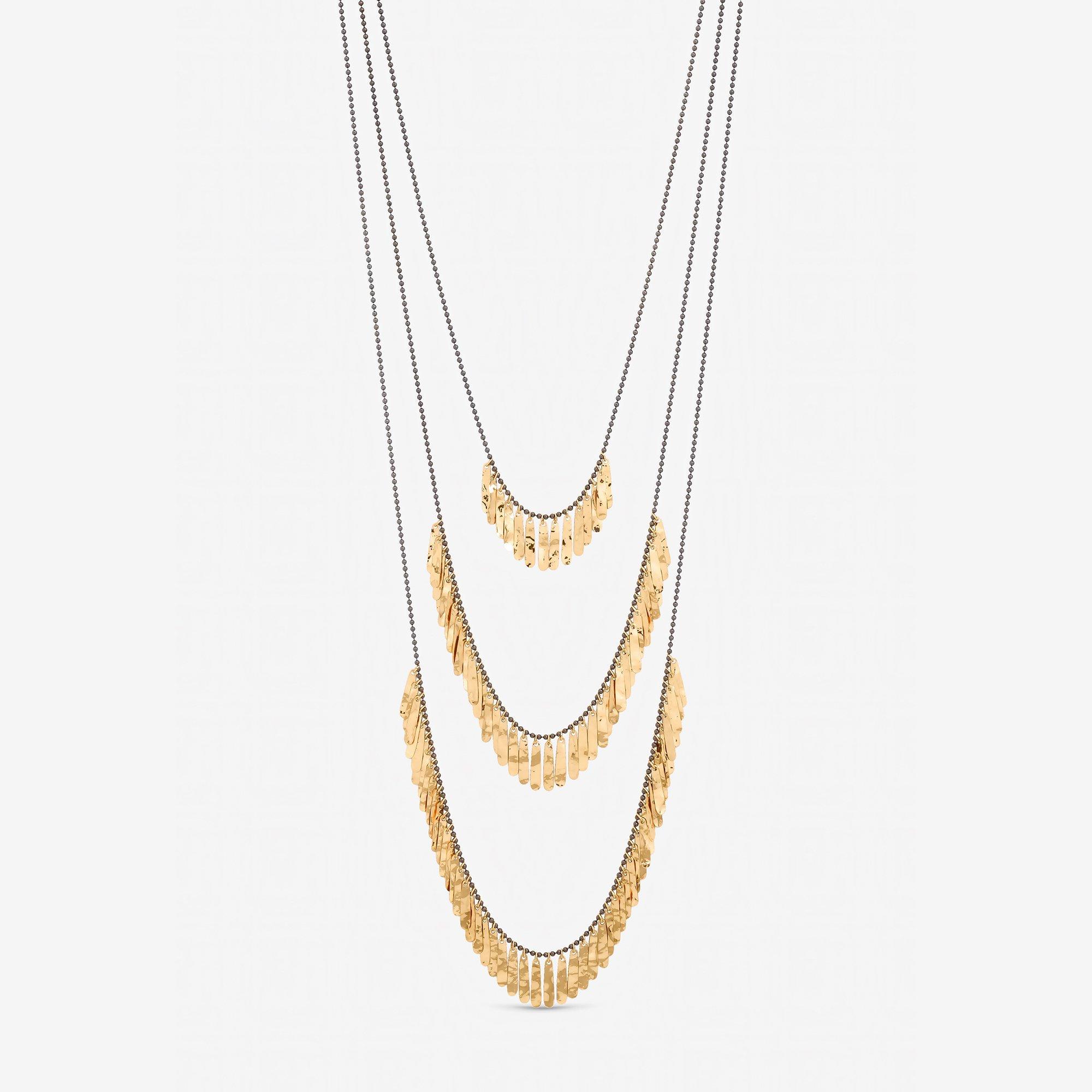 Gold - Mood - Gold Plated Multi Row Shower Necklace