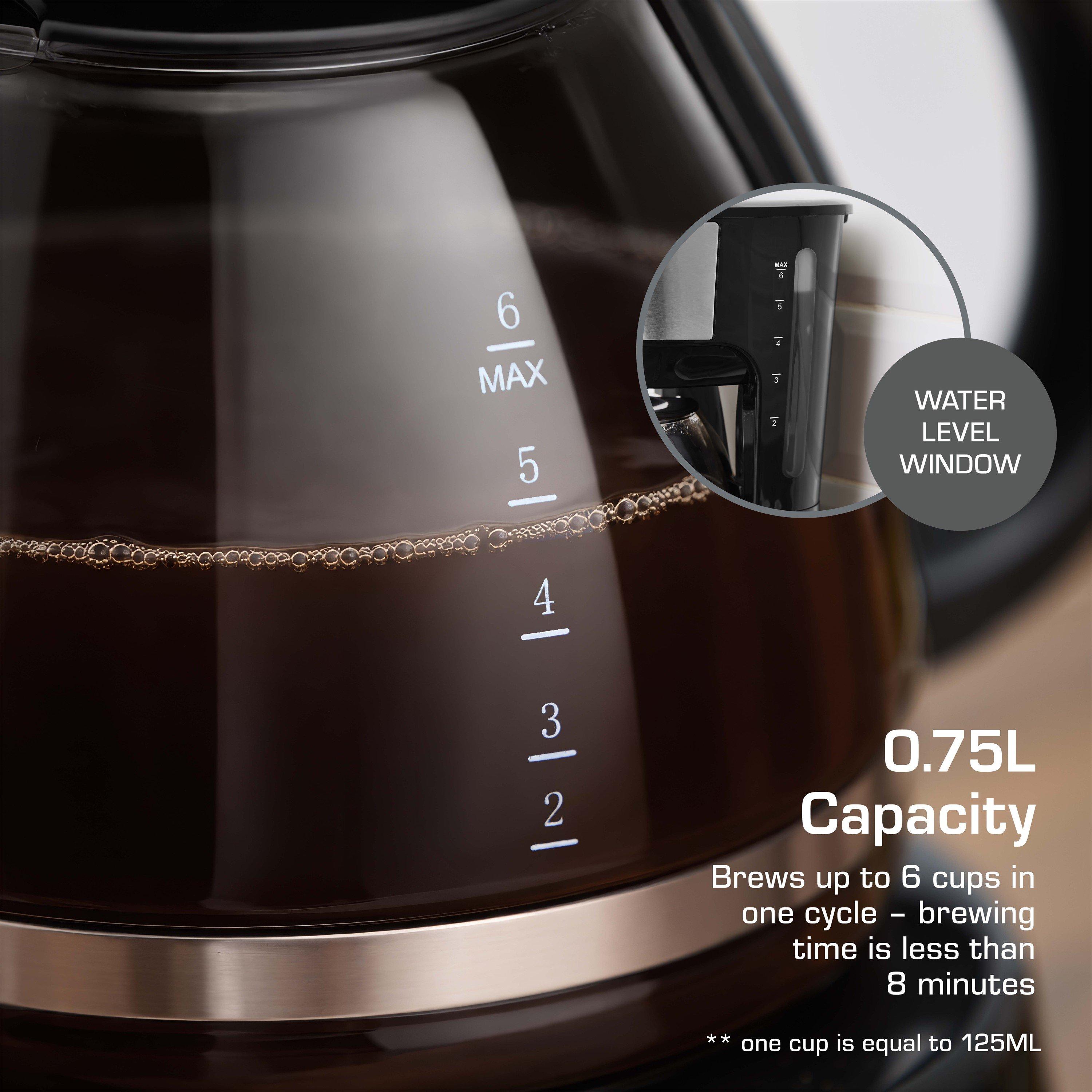 Black - Swan - Programmable Filter Coffee Machine 0.75L 6 Black - 3