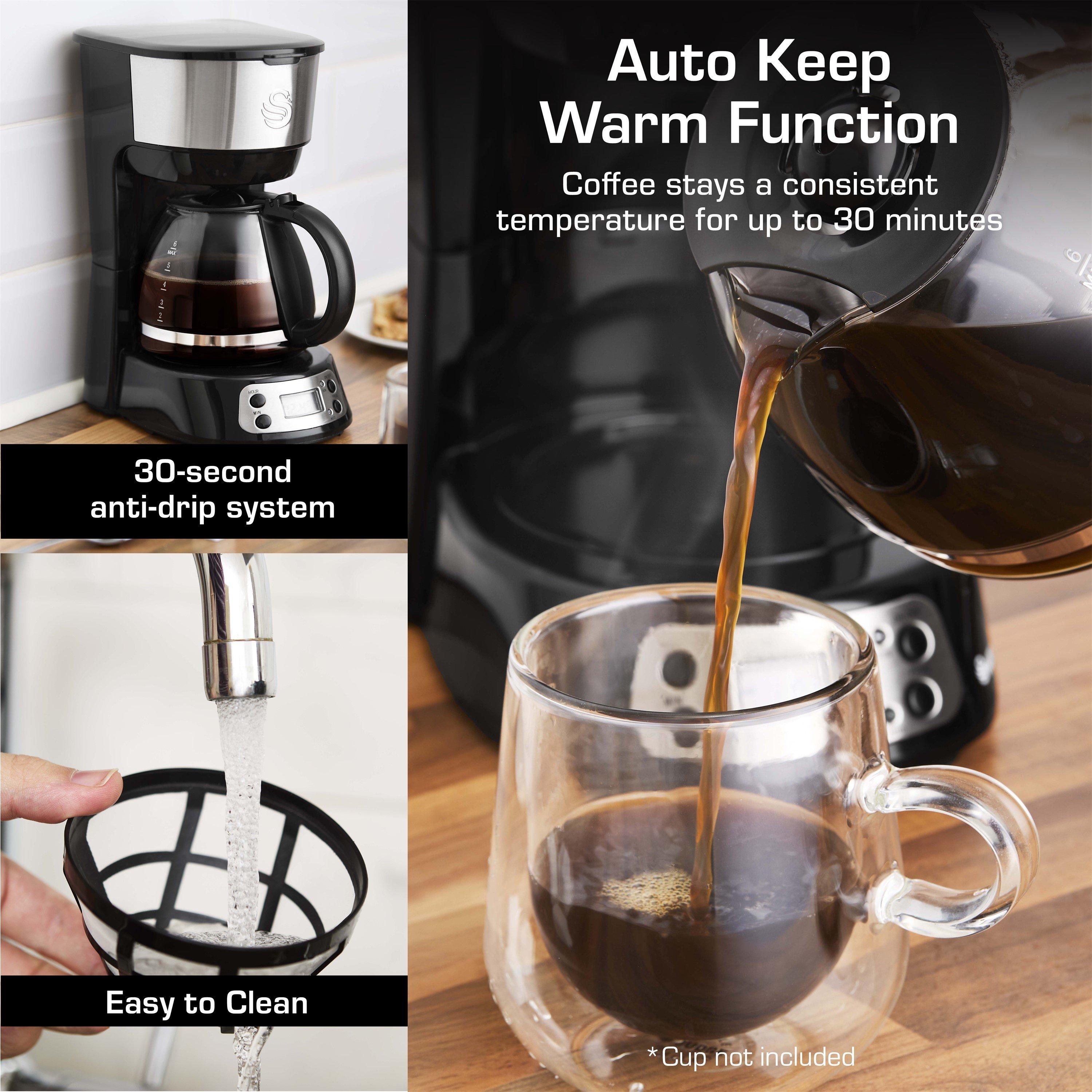 Black - Swan - Programmable Filter Coffee Machine 0.75L 6 Black - 5