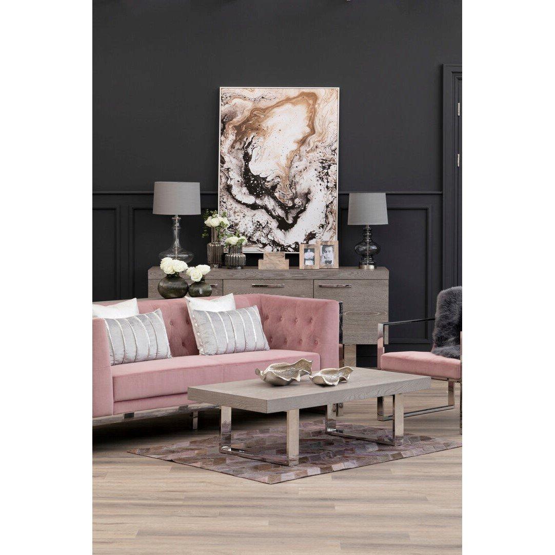 Fifty Five South  Vogue 3 Seat Velvet Sofa Pink