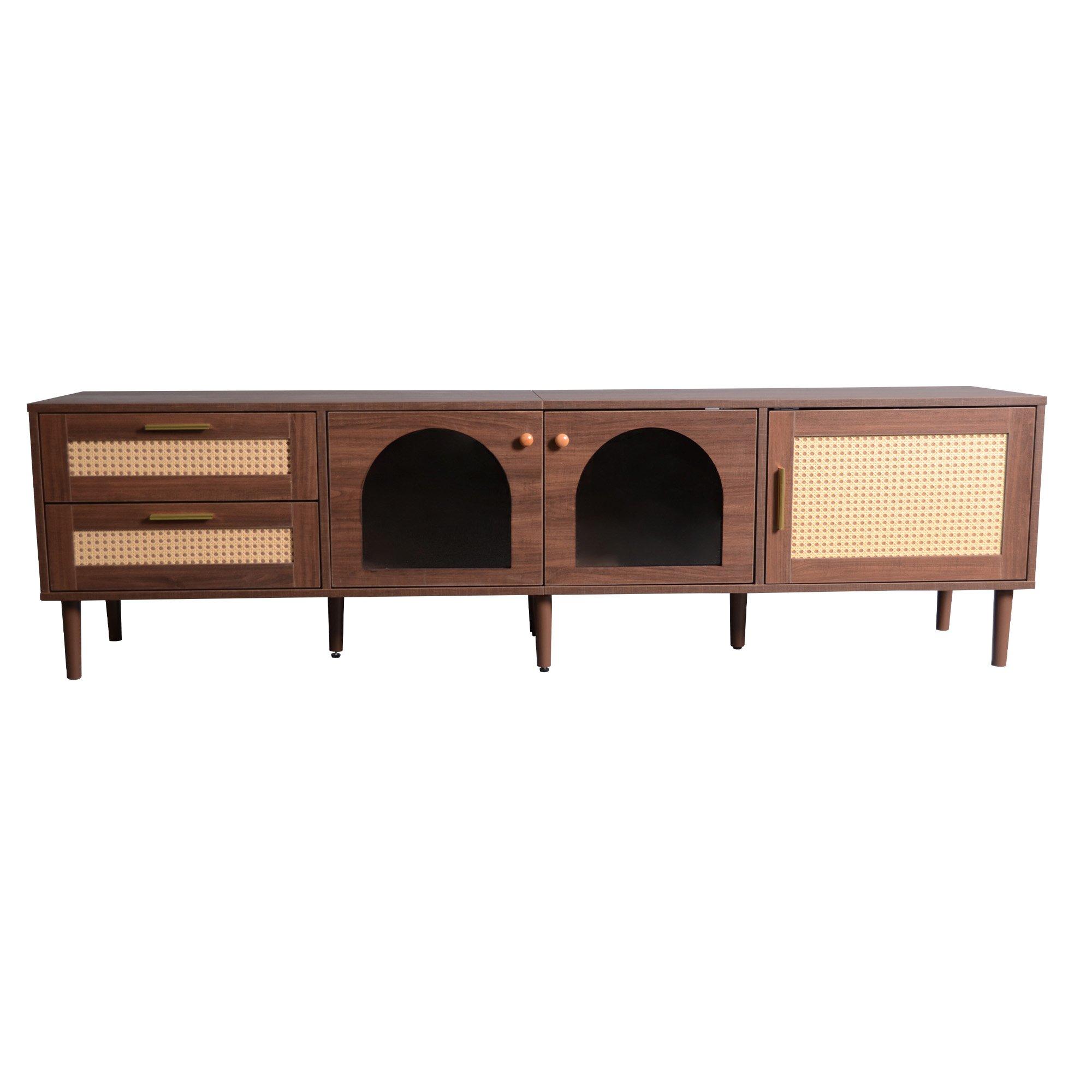 Brown - Urban Meuble - Brown Wood TV Stand with Ample Storage - 2