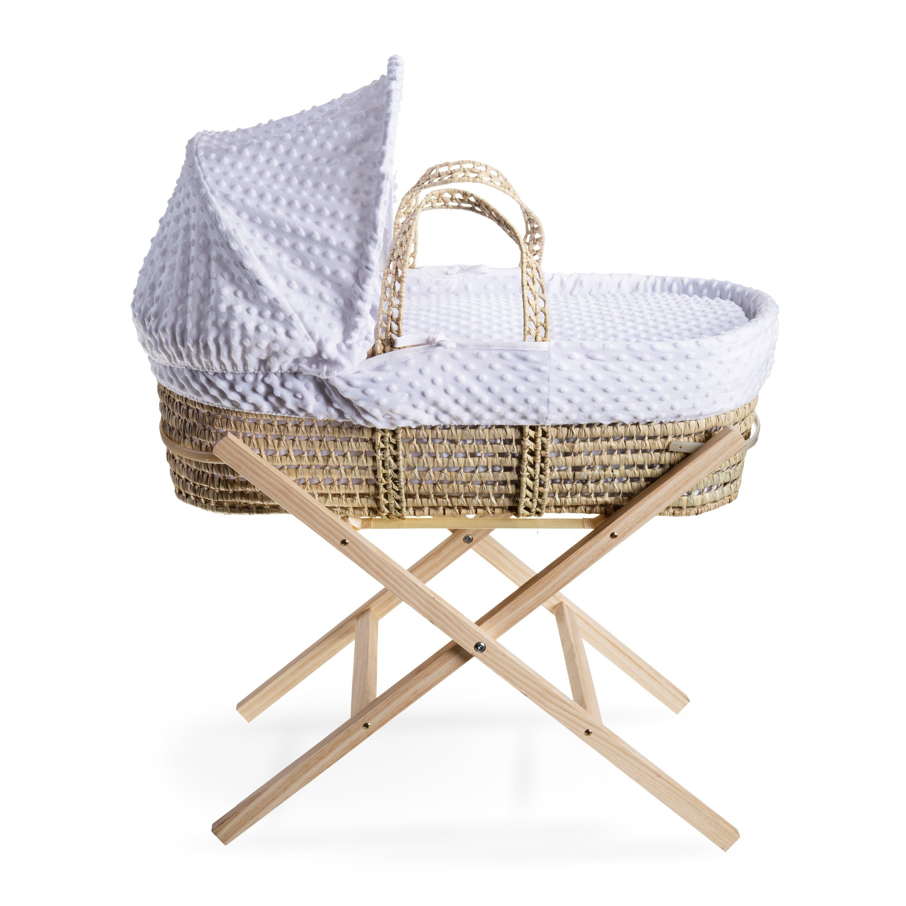 Clair de Lune Dimple Palm Moses Basket With Stand
