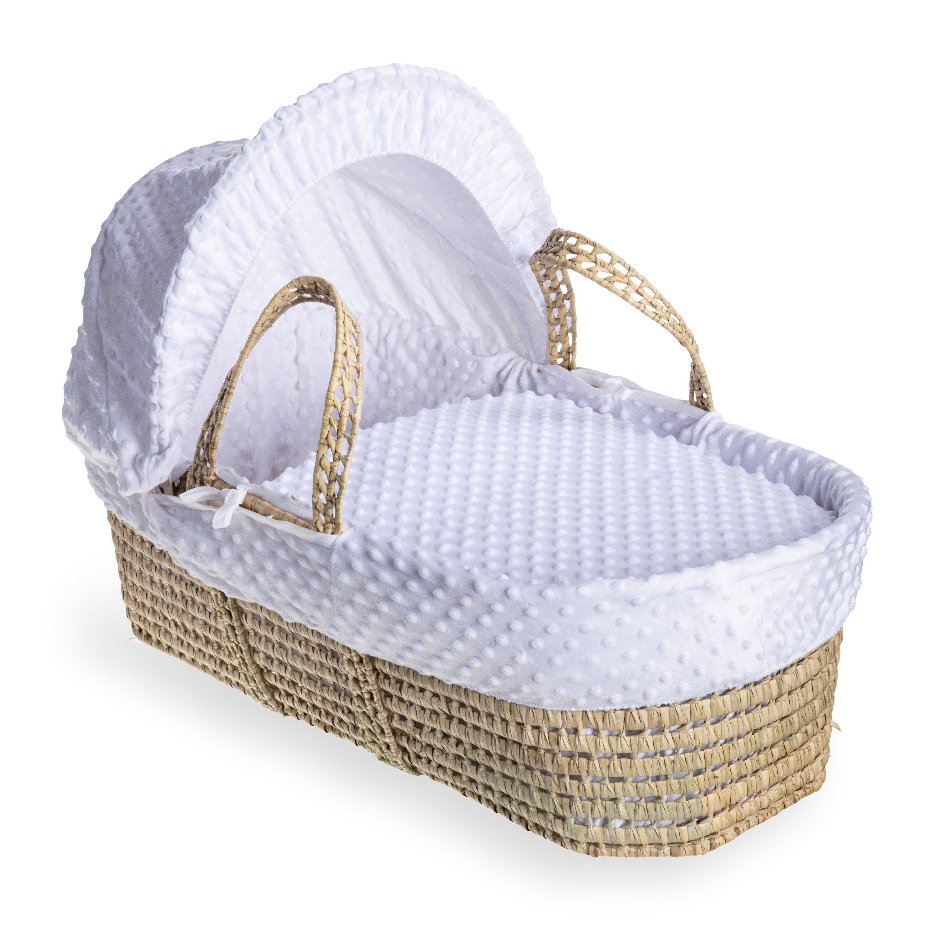 White/Natural - Clair De Lune - Clair de Lune Dimple Palm Moses Basket With Stand - 3