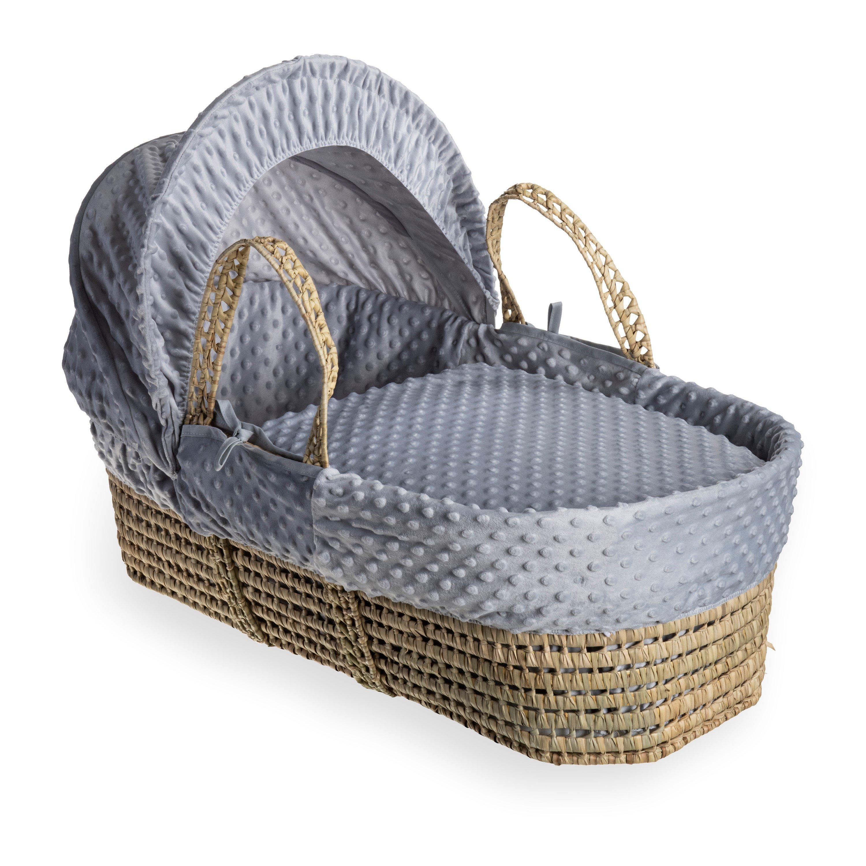 Grey/Natural - Clair De Lune - Clair de Lune Dimple Palm Moses Basket With Stand - 3